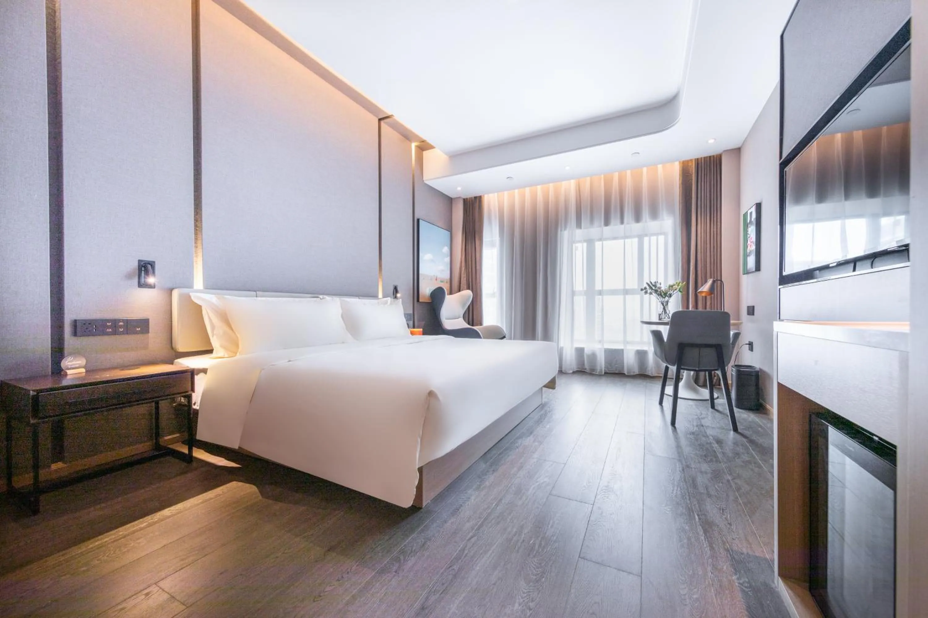 Bedroom, Bed in Atour Hotel Guangzhou South High-speed Railway Station