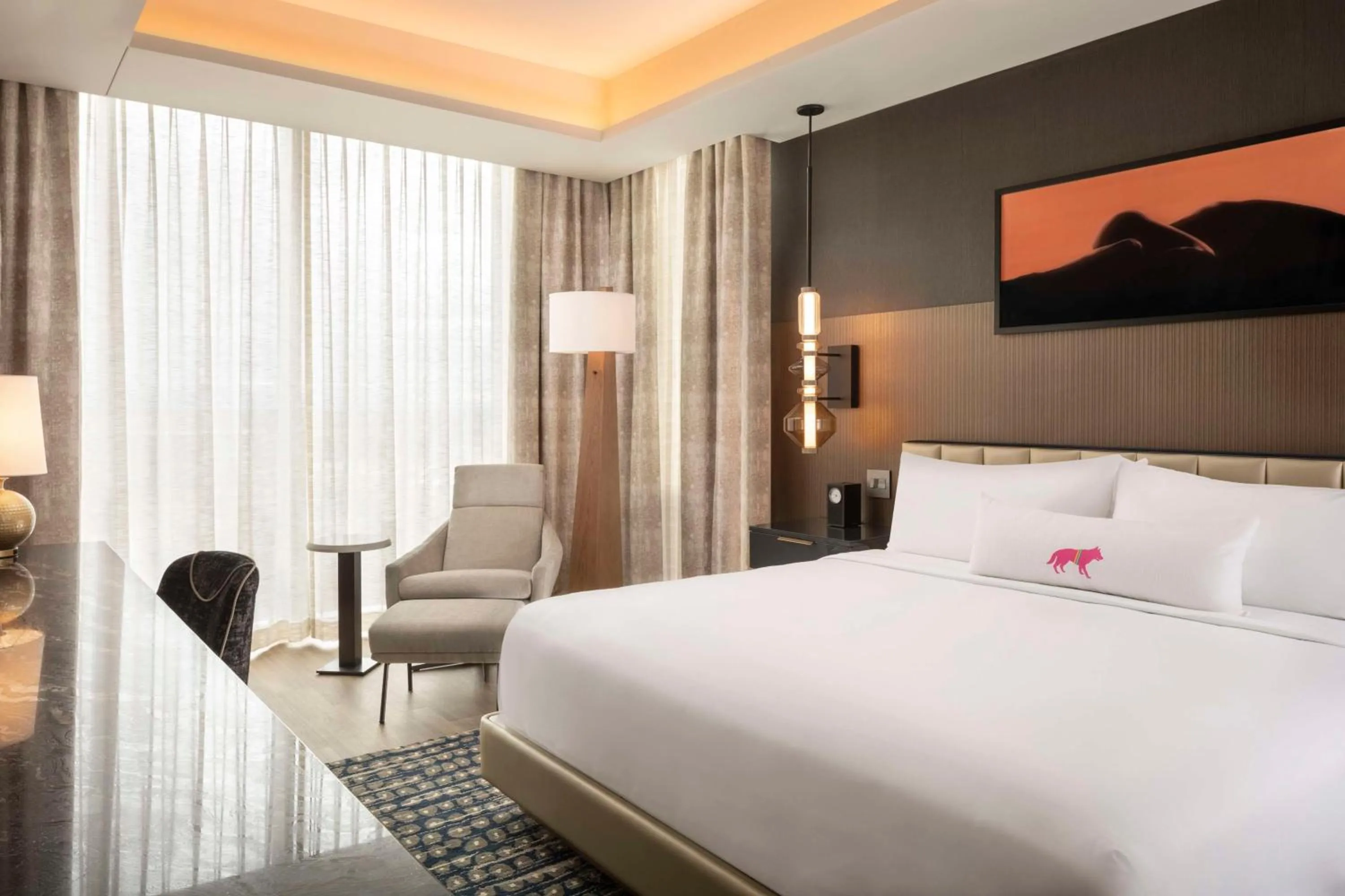 Bed in Caesars Republic Scottsdale, a Hilton Hotel