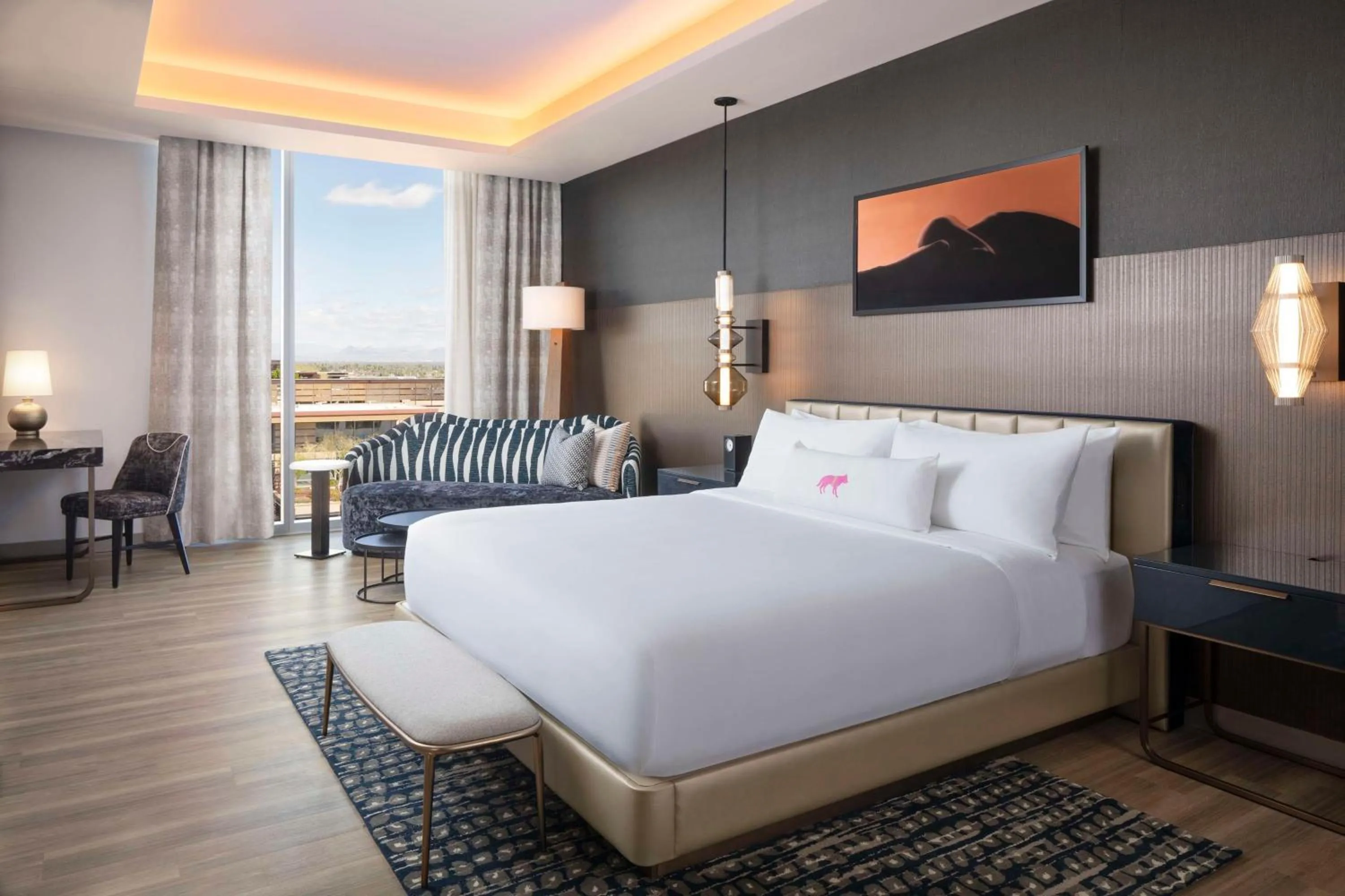 Bed in Caesars Republic Scottsdale, a Hilton Hotel