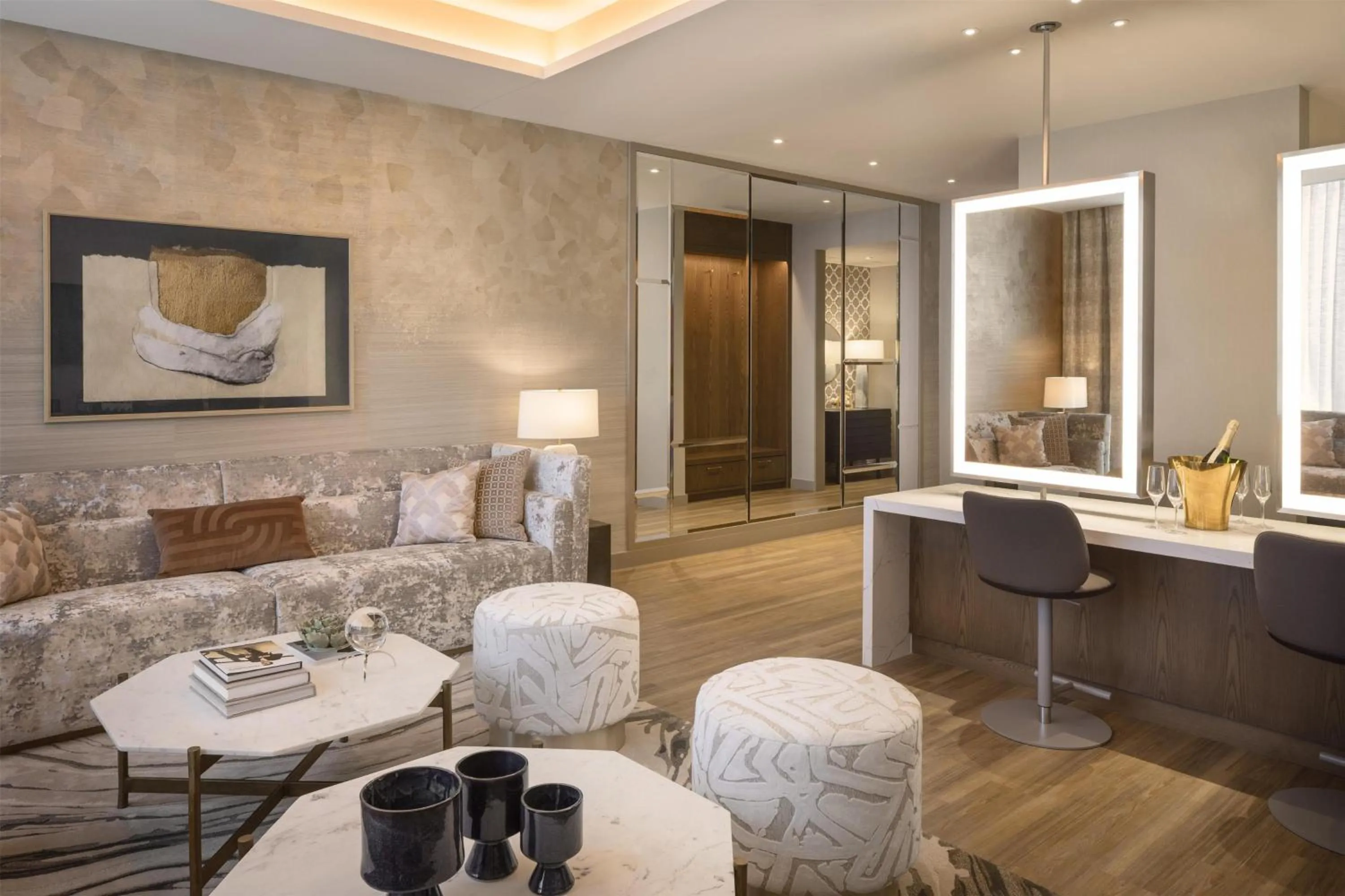 Living room in Caesars Republic Scottsdale, a Hilton Hotel