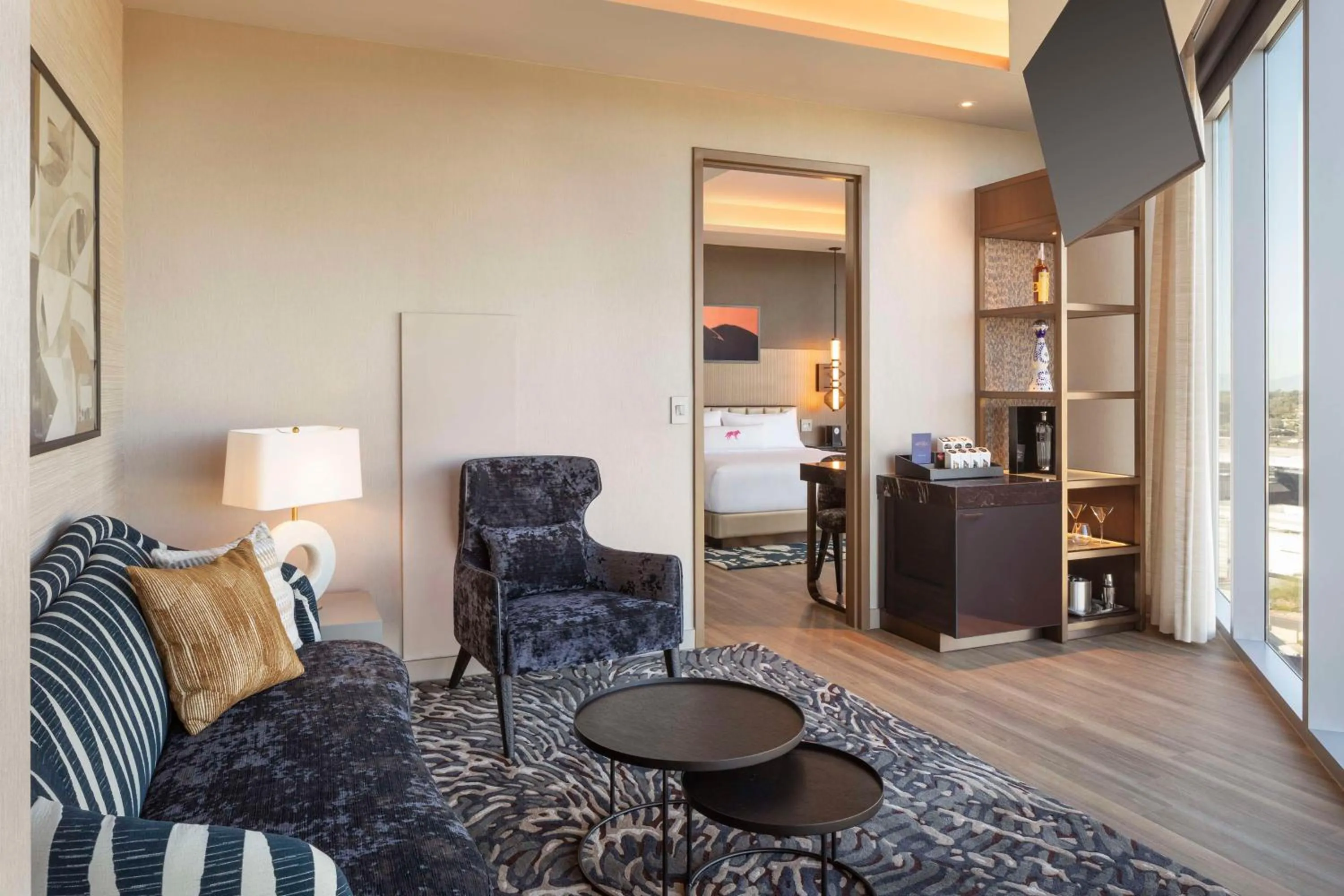 Living room in Caesars Republic Scottsdale, a Hilton Hotel