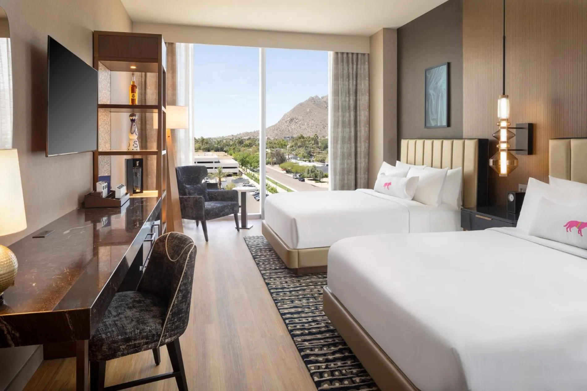 View (from property/room), Bed in Caesars Republic Scottsdale, a Hilton Hotel