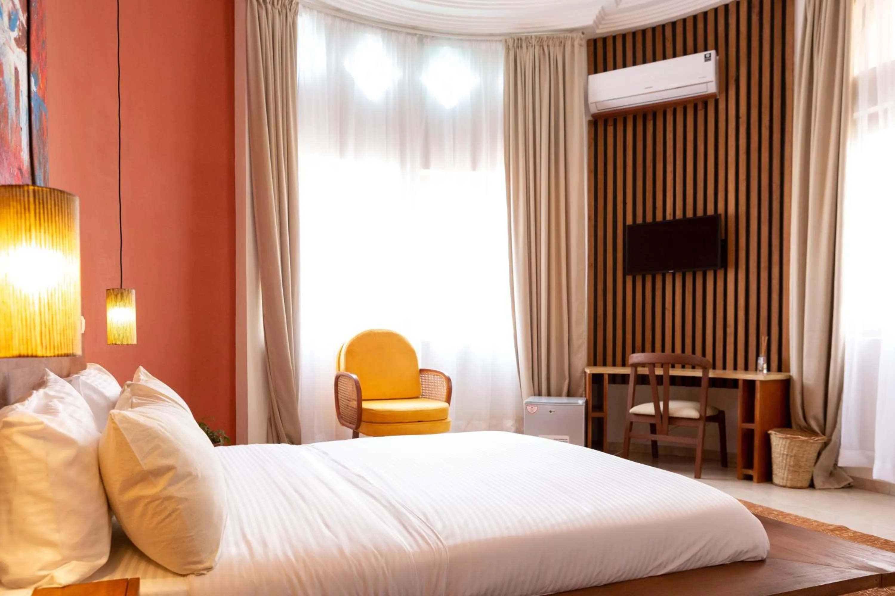 Bed in Tamarin Hôtel Cotonou