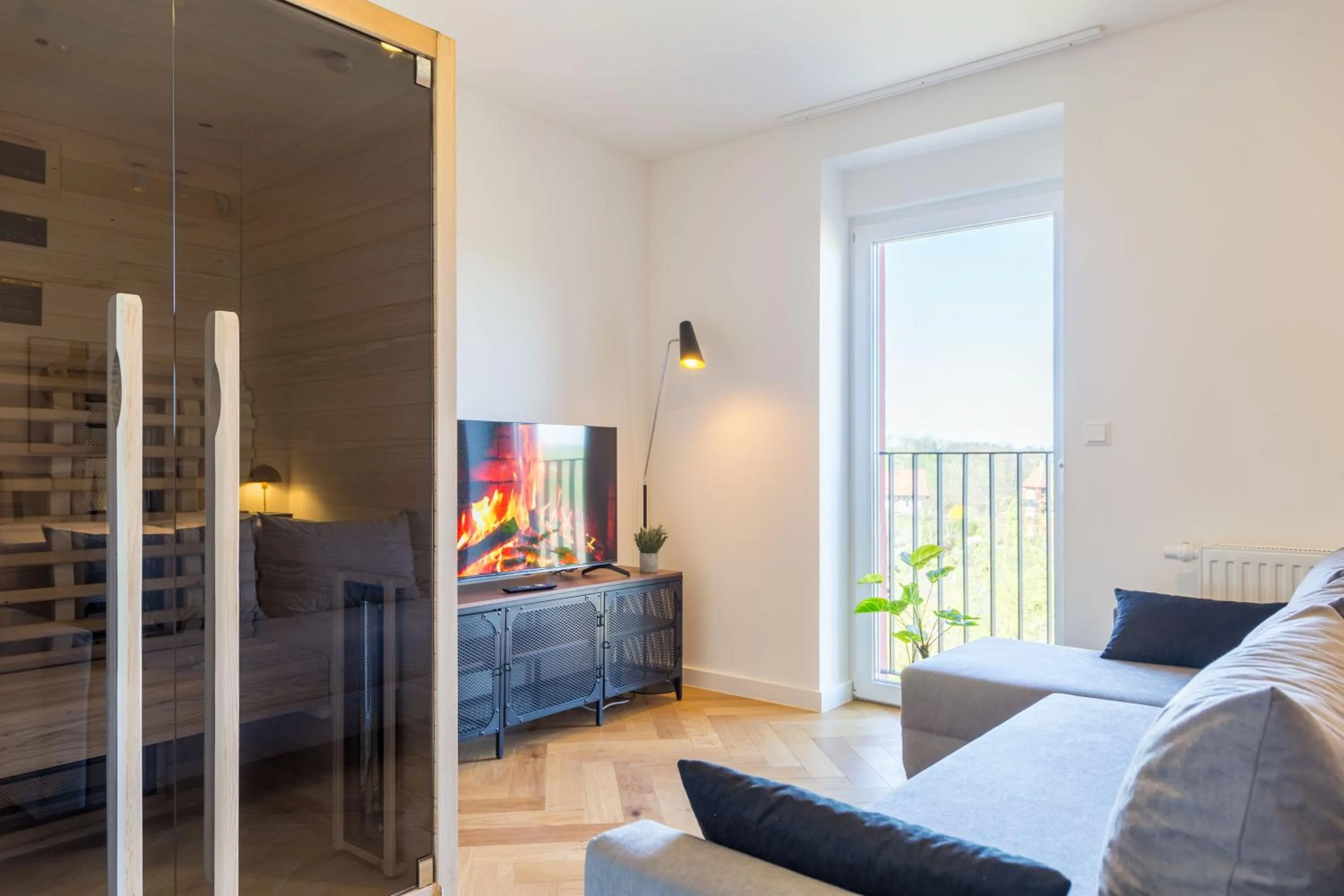 Sauna in living TIMELESS - Adler Apartments Sasbachwalden