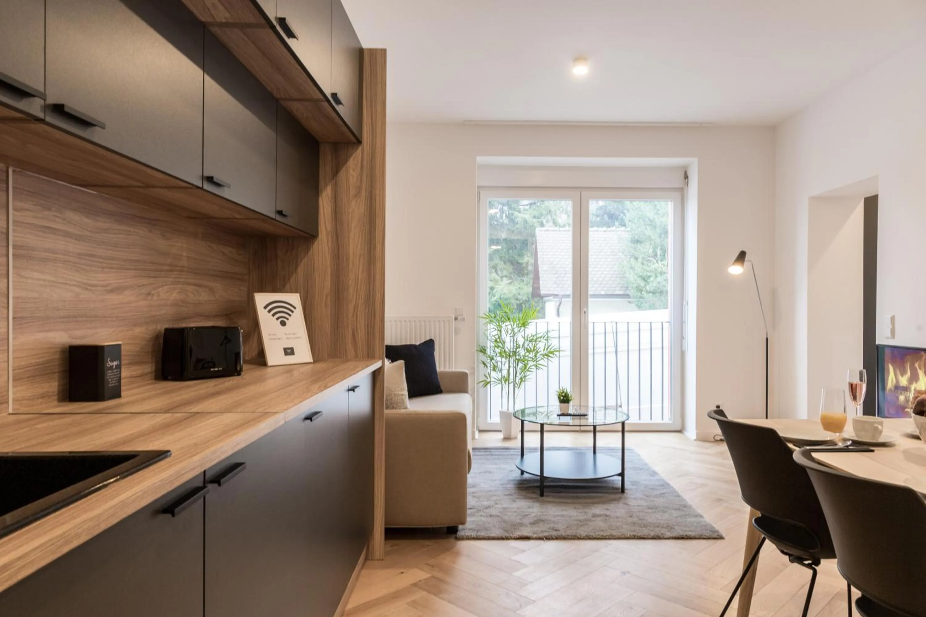 Kitchen or kitchenette in living TIMELESS - Adler Apartments Sasbachwalden