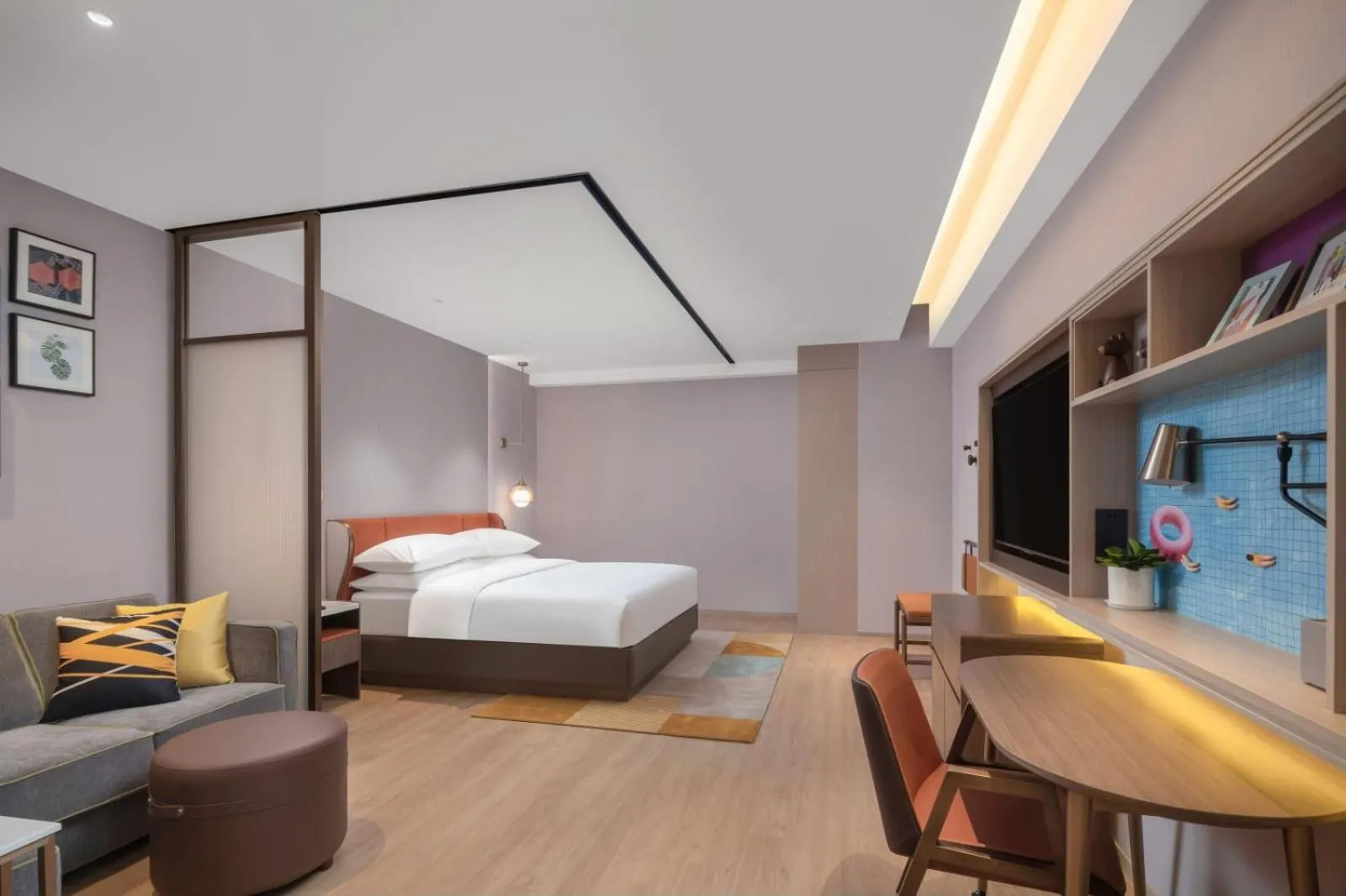 Bed in Home2 Suite by Hilton Dongguan Shijie