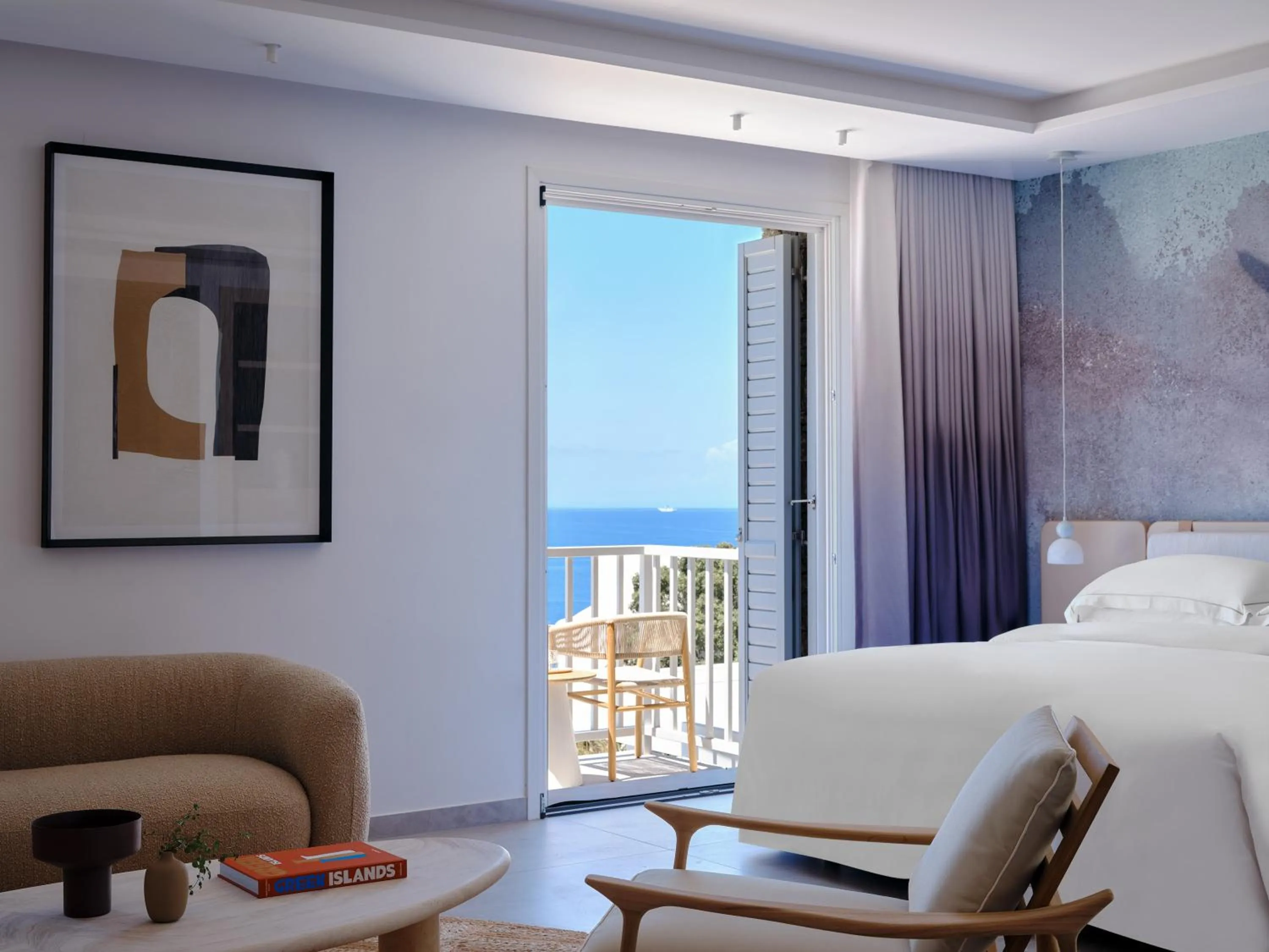 Balcony/Terrace, Bed in Deos Mykonos - A Myconian Collection Hotel