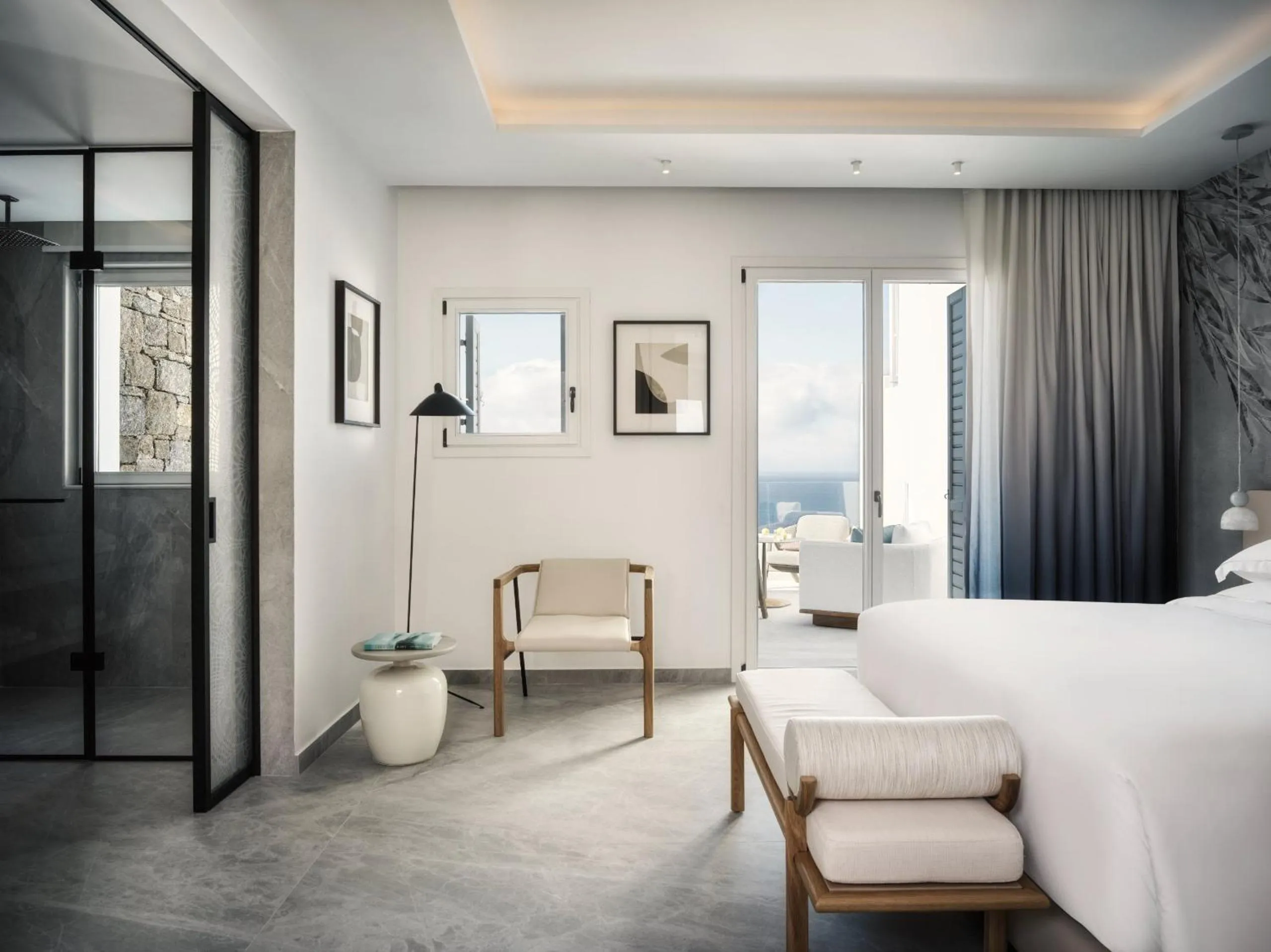 Bed in Deos Mykonos - A Myconian Collection Hotel