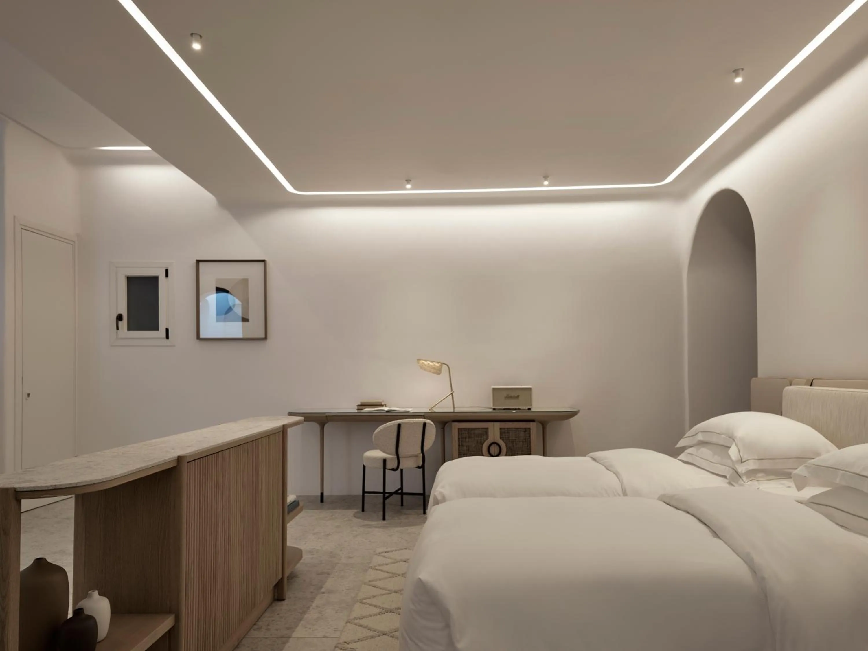 Bed in Deos Mykonos - A Myconian Collection Hotel