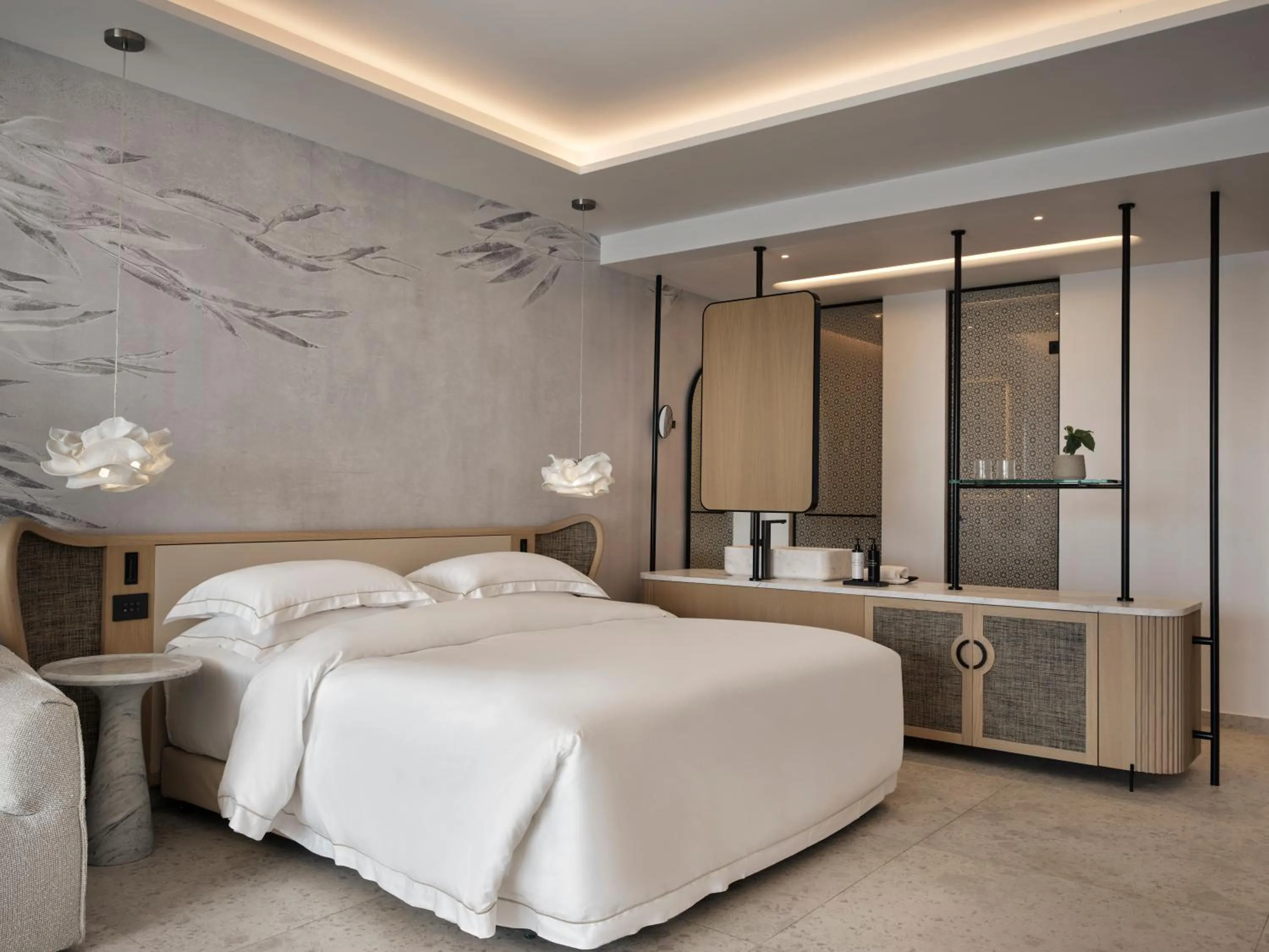 Bed in Deos Mykonos - A Myconian Collection Hotel