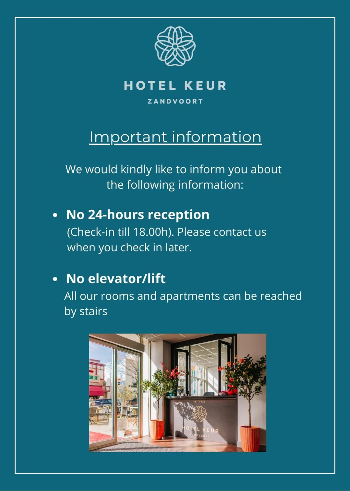 Text overlay in Hotel Keur