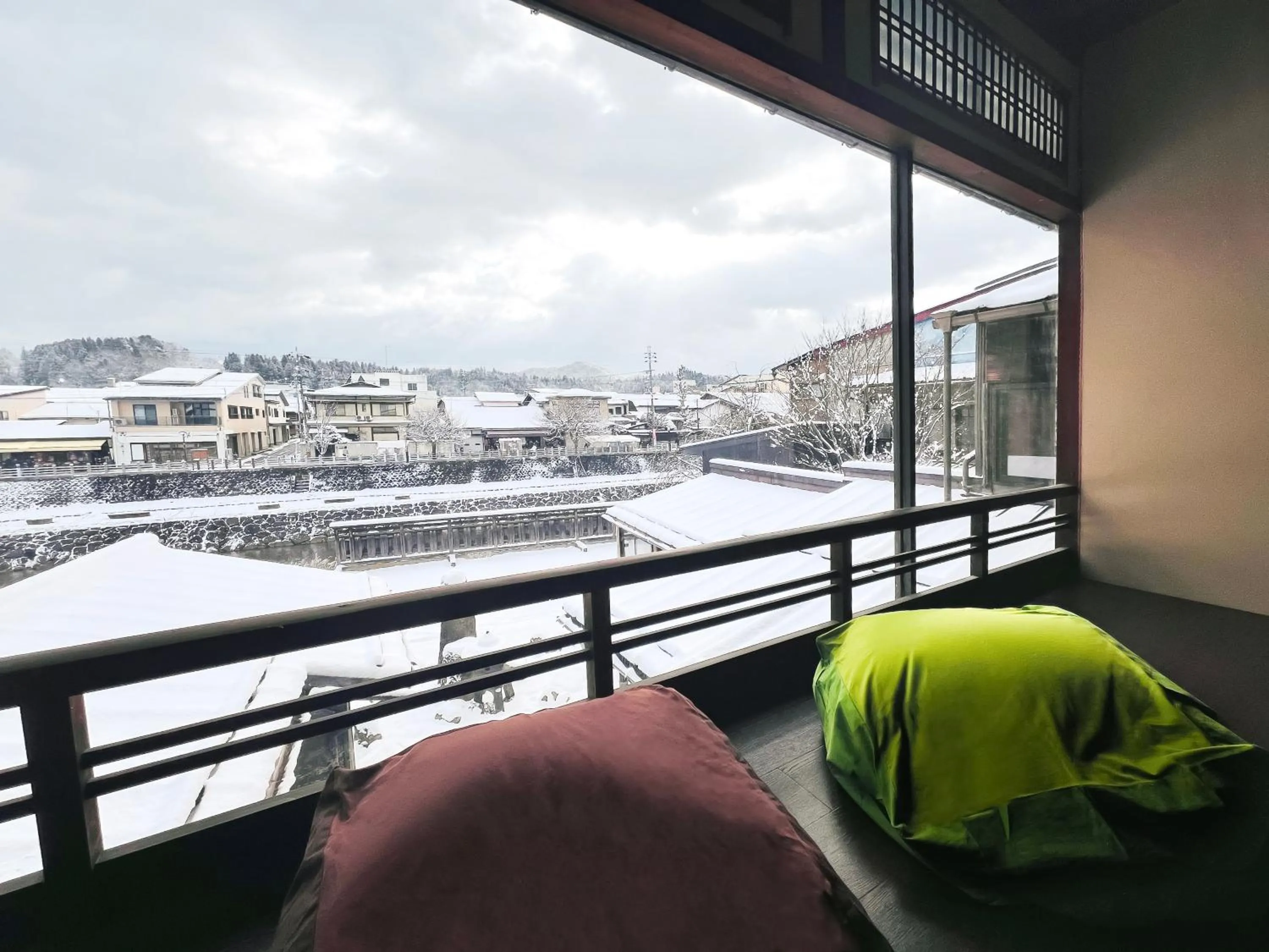 Seating area in Hostel Miyagawa by Murasaki