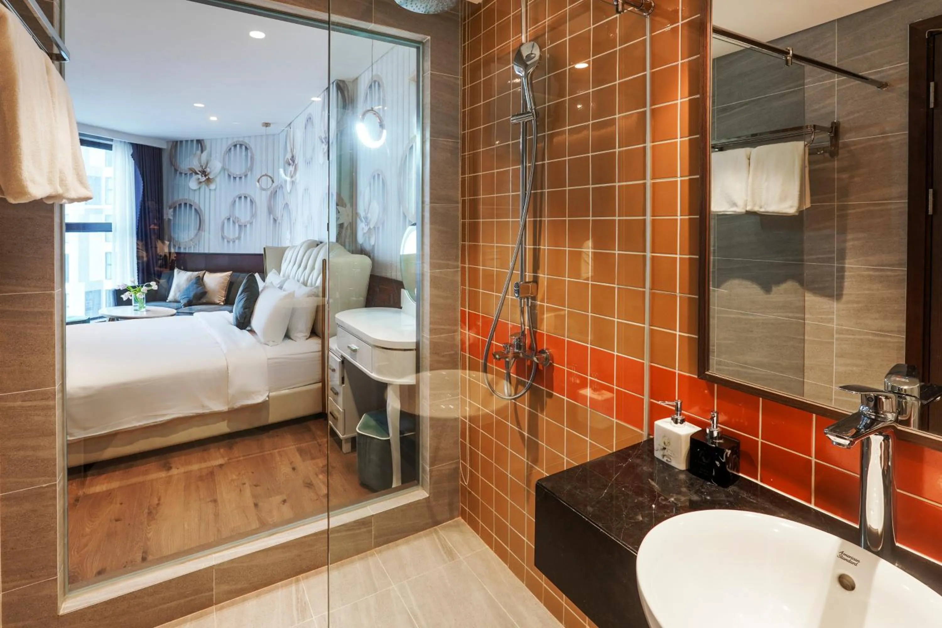 Bathroom, Bed in Mandala Apartment & Resort Chambay, Mui Ne - By B4B & S3