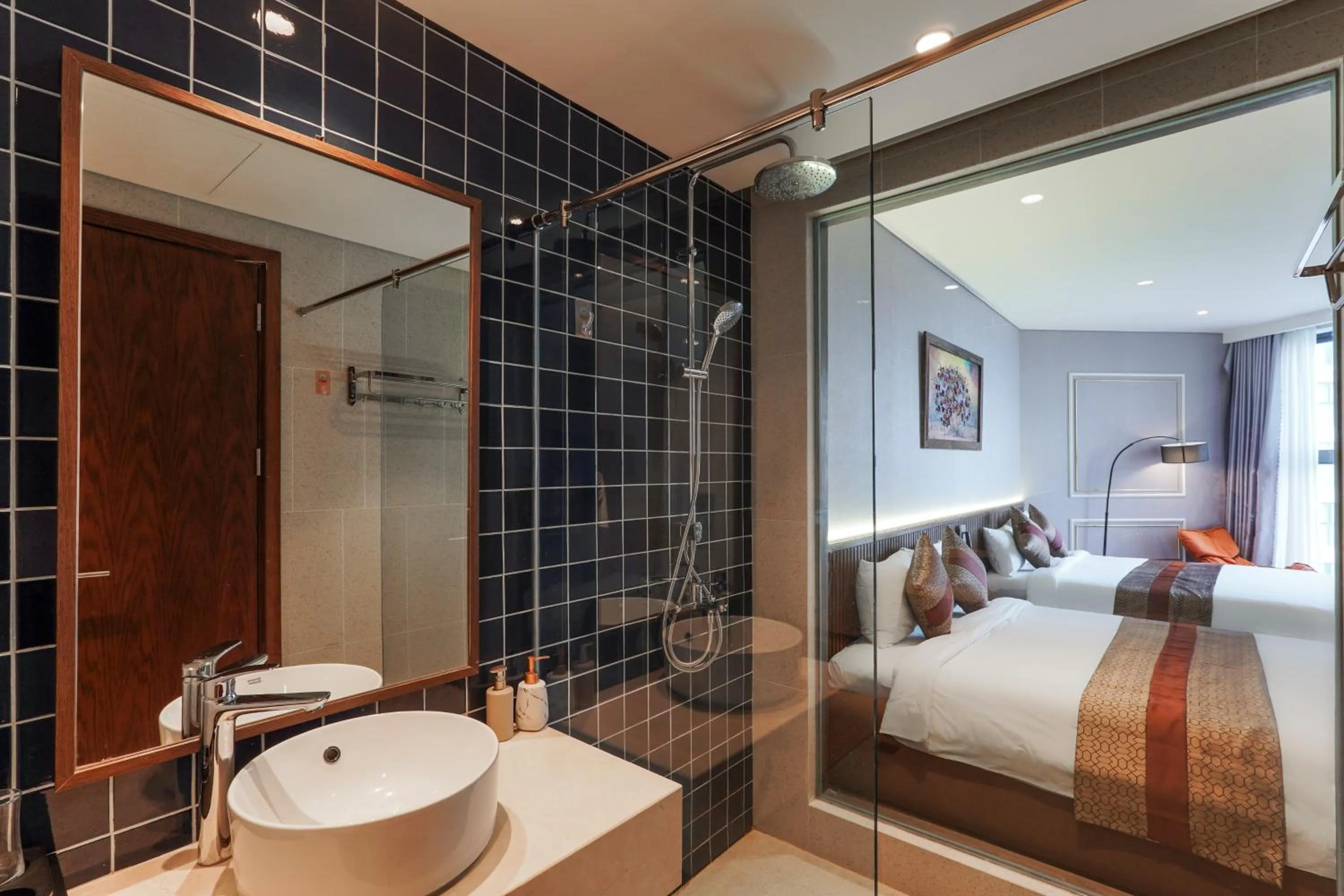Shower, Bed in Mandala Apartment & Resort Chambay, Mui Ne - By B4B & S3