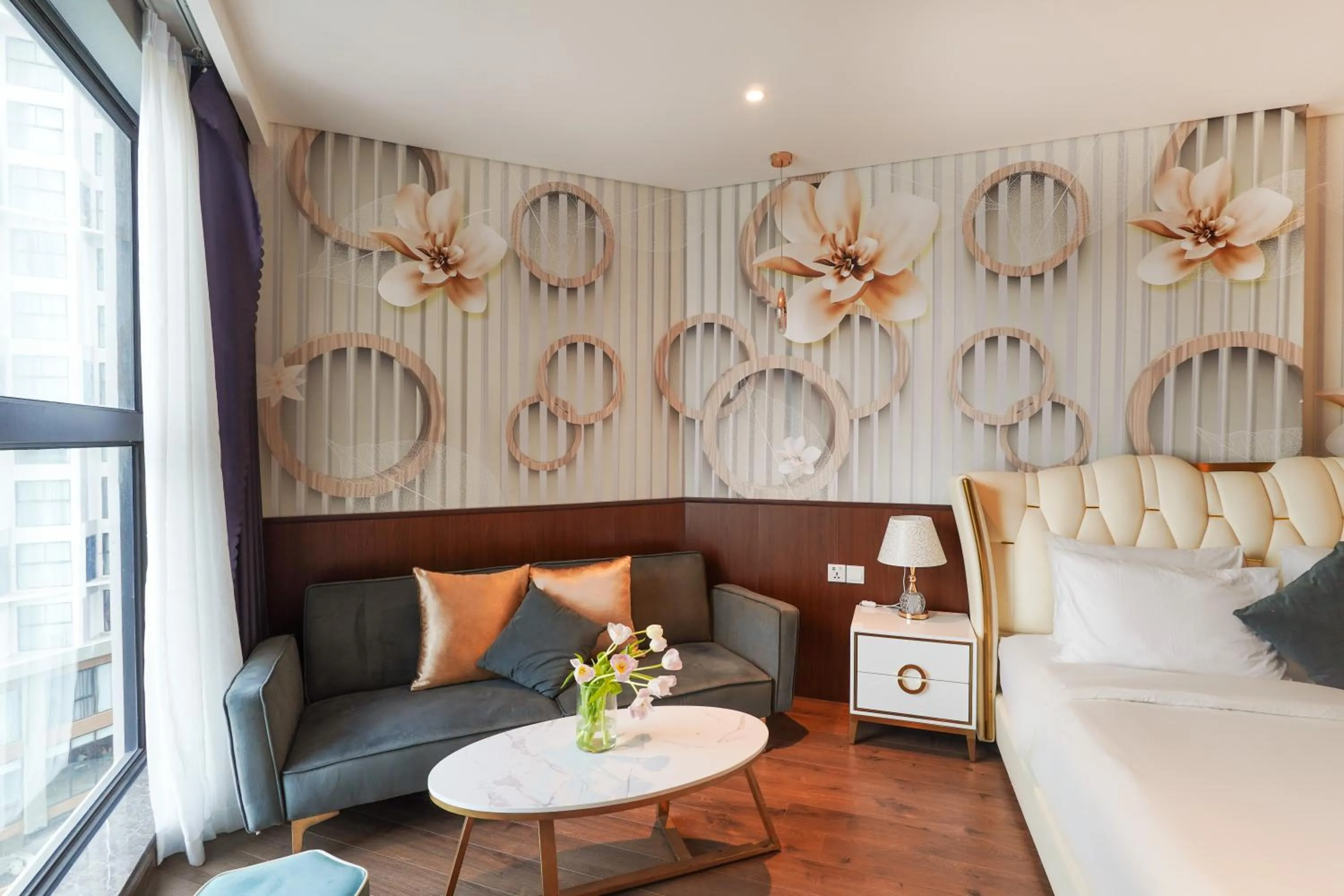 Seating area, Bed in Mandala Apartment & Resort Chambay, Mui Ne - By B4B & S3