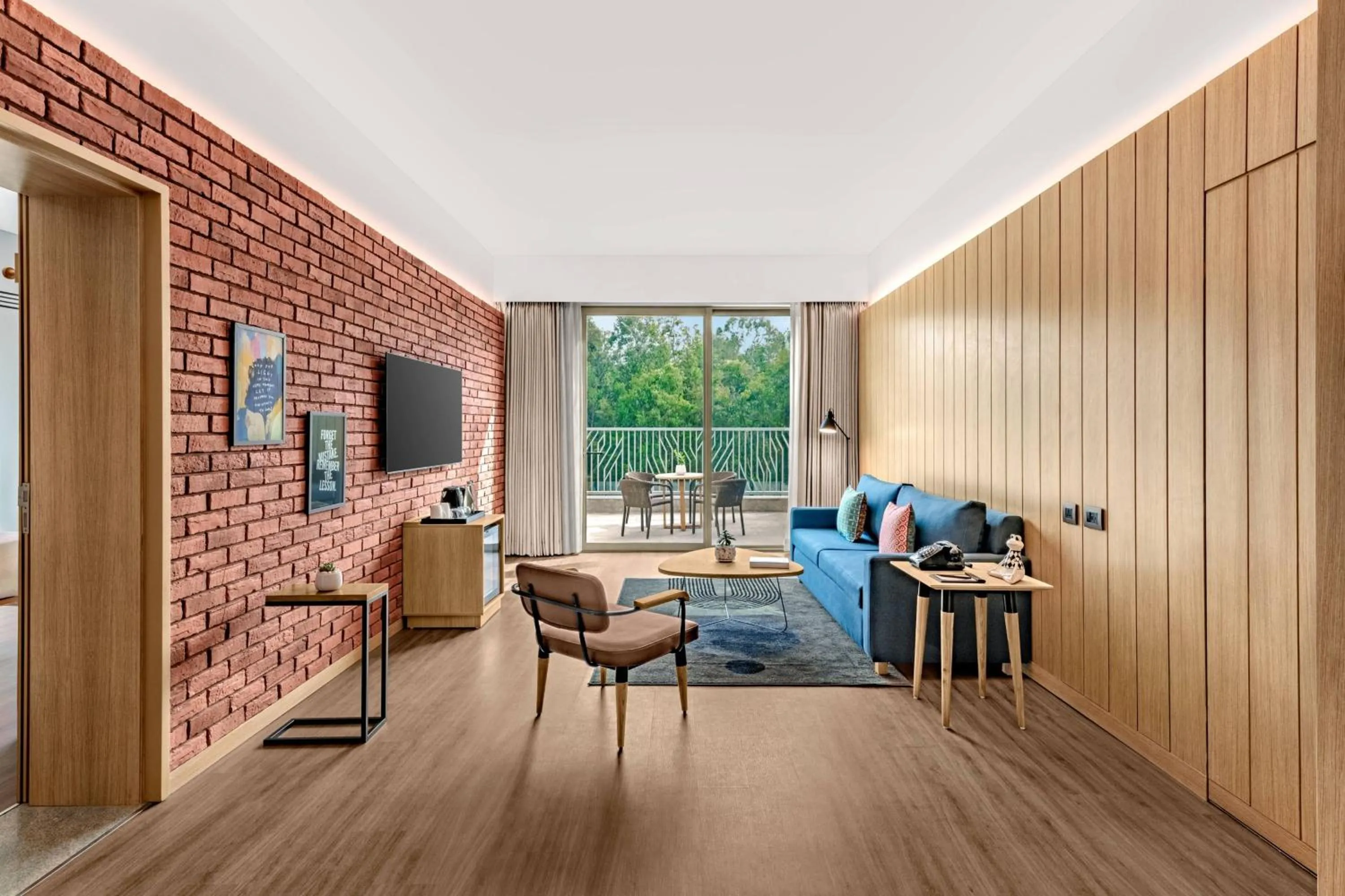 Living room in Moxy Bengaluru Airport Prestige Tech Cloud