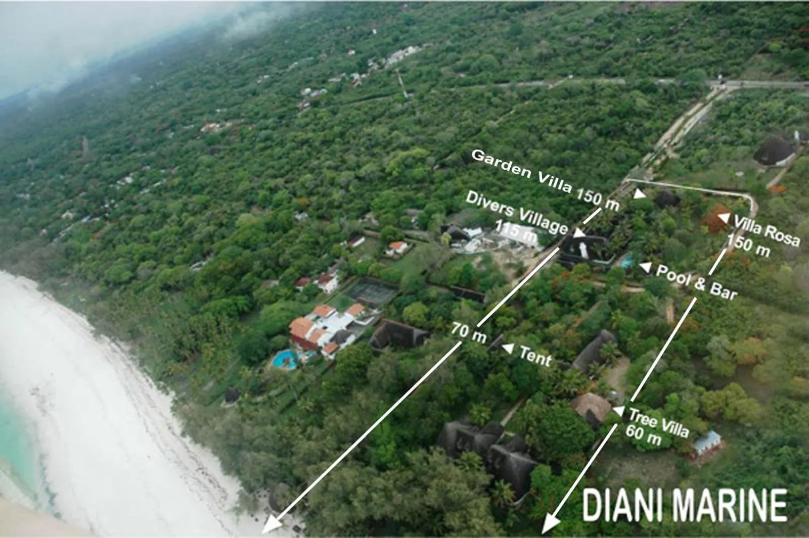 Bird's eye view in Diani Marine Divers Village