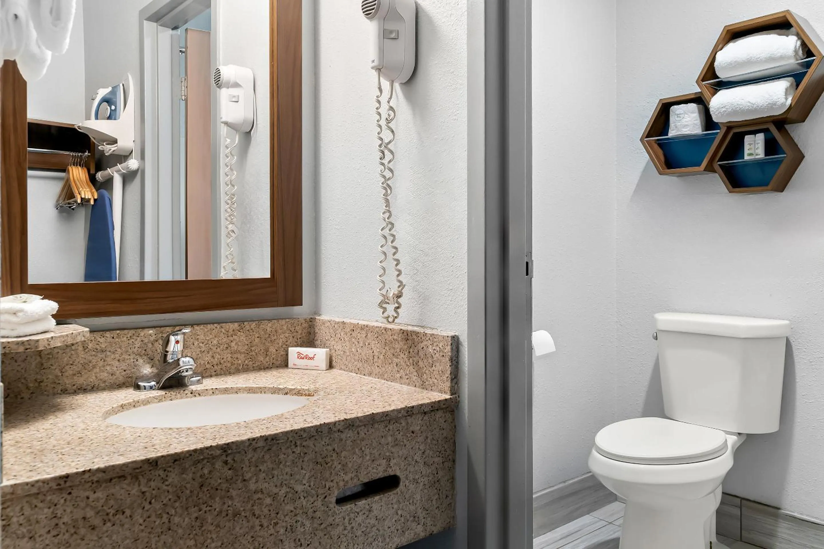 Bathroom in HomeTowne Studios by Red Roof Auburn Hills