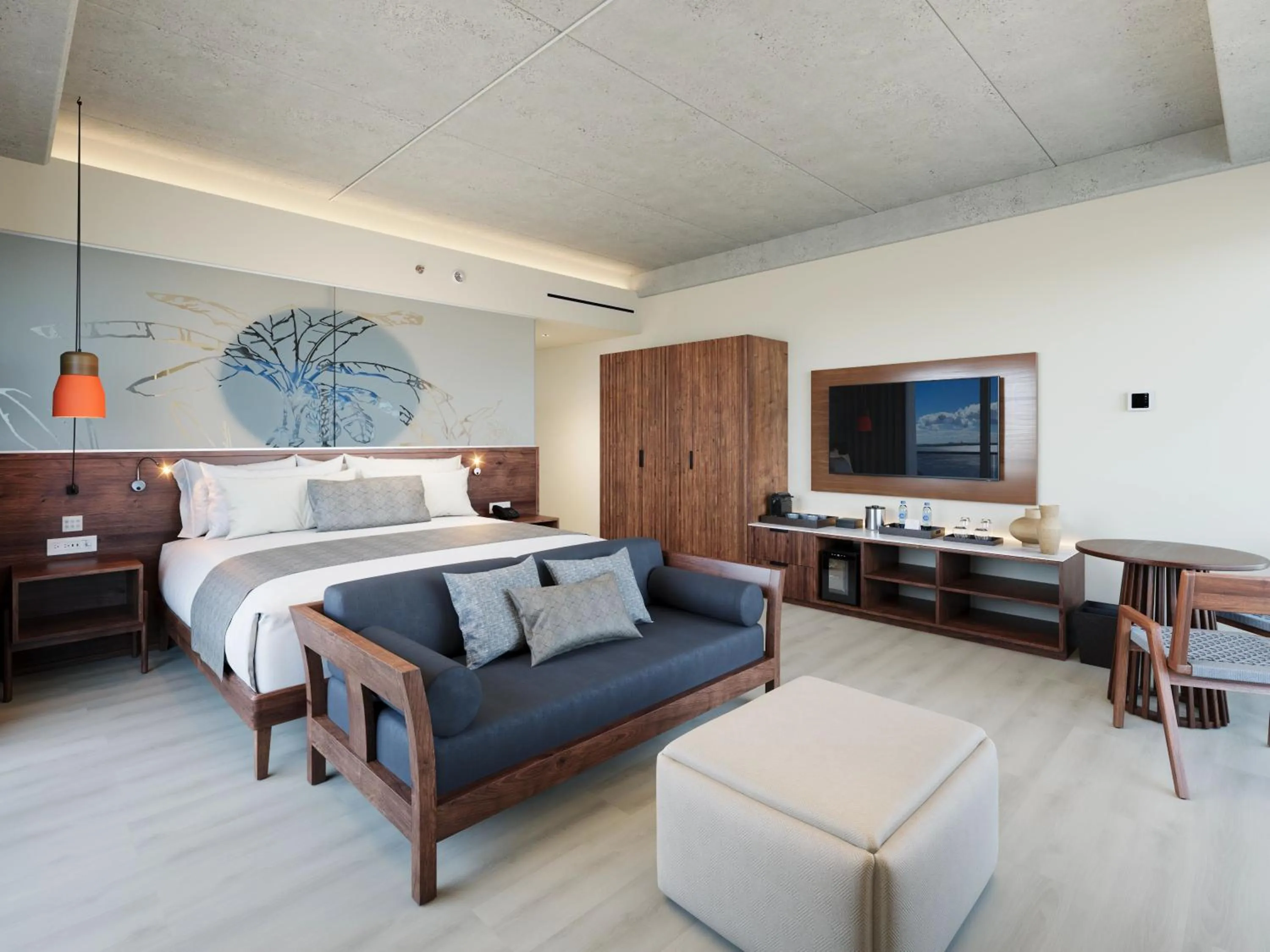 Communal lounge/ TV room, Bed in Hyatt Vivid Grand Island Cancun-All Inclusive Adults Only
