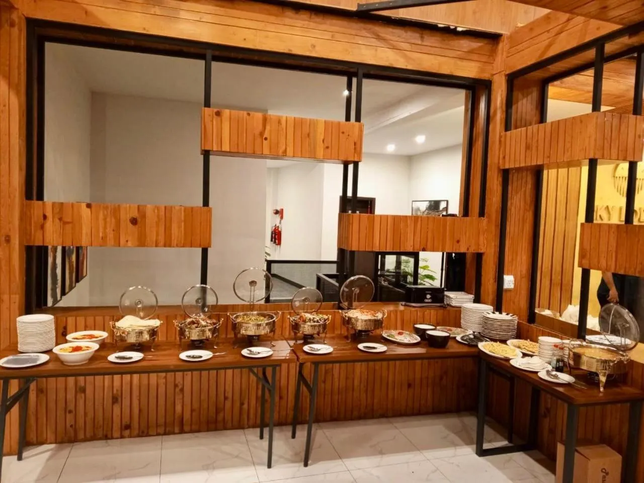 Buffet breakfast in Sky Lodge Hotel