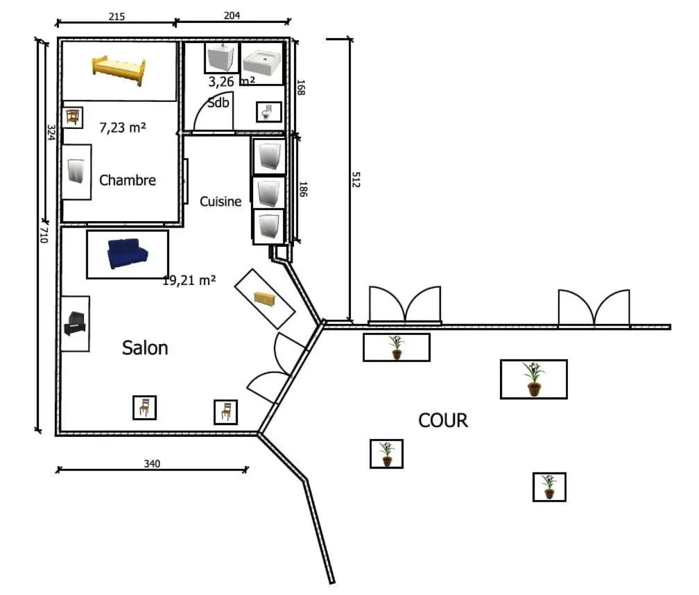 Floor plan in T2 sur cour au coeur des JO 2024