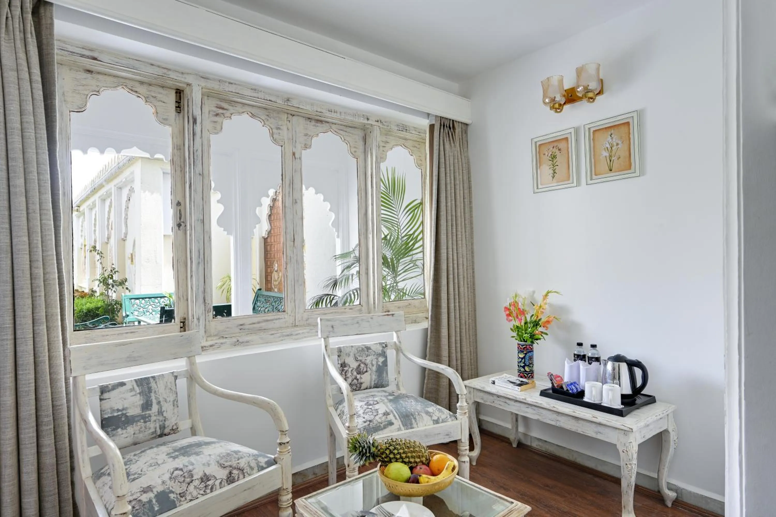 Seating area in Swaroop Vilas - Lake Facing Boutique Hotel