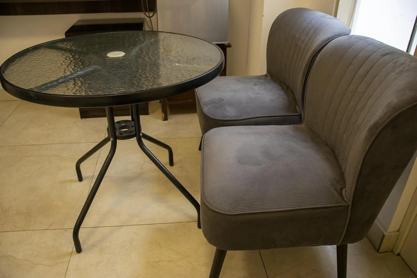 Seating area in Plaza Mayor Lima