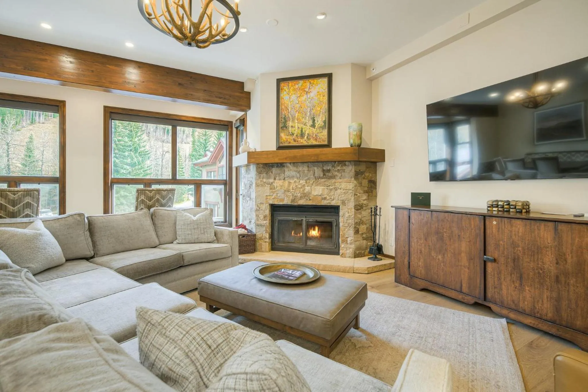 Living room in The Osprey at Beaver Creek, a RockResort
