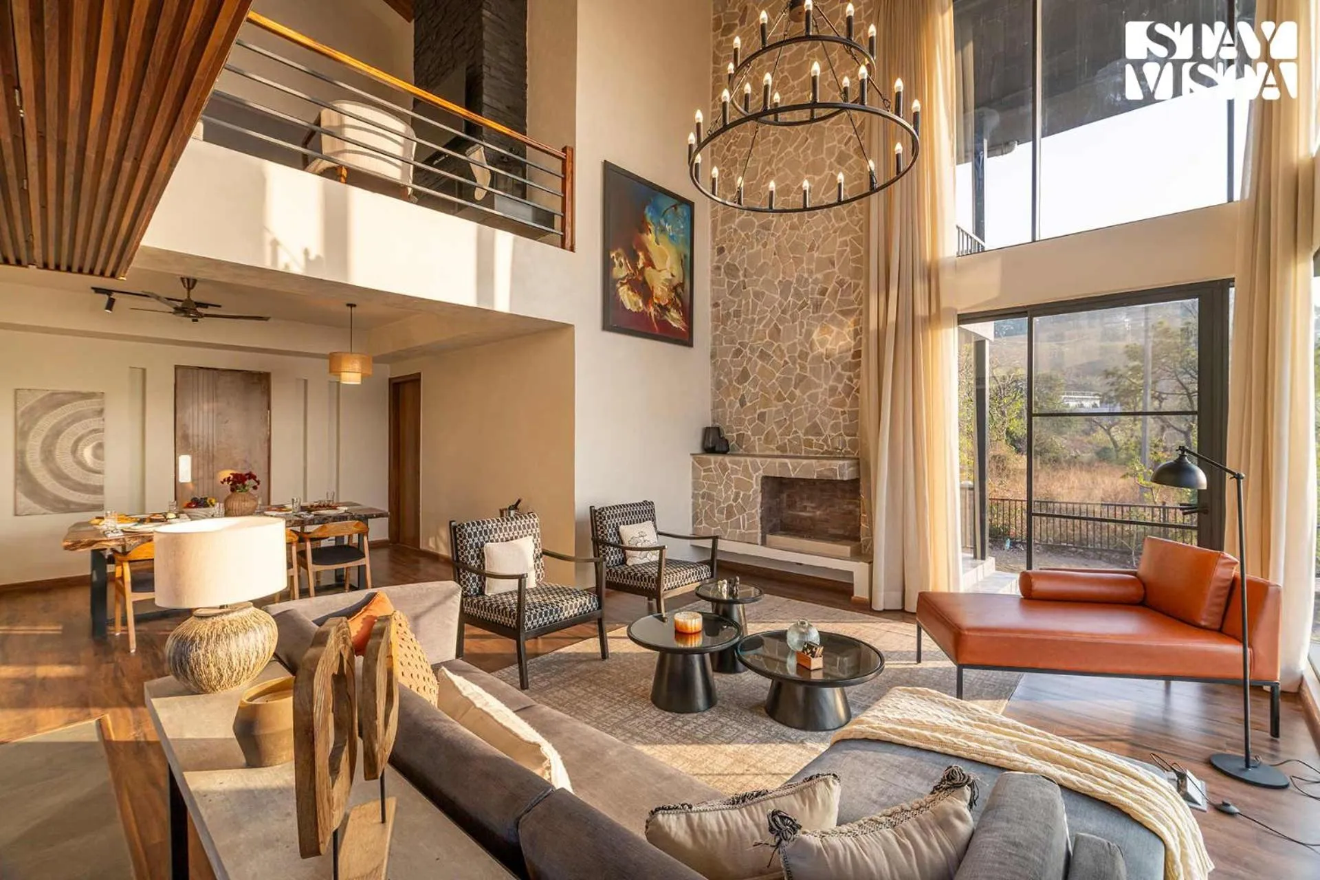 Living room in StayVista at Savara with Heated Infinity Pool and Jacuzzi