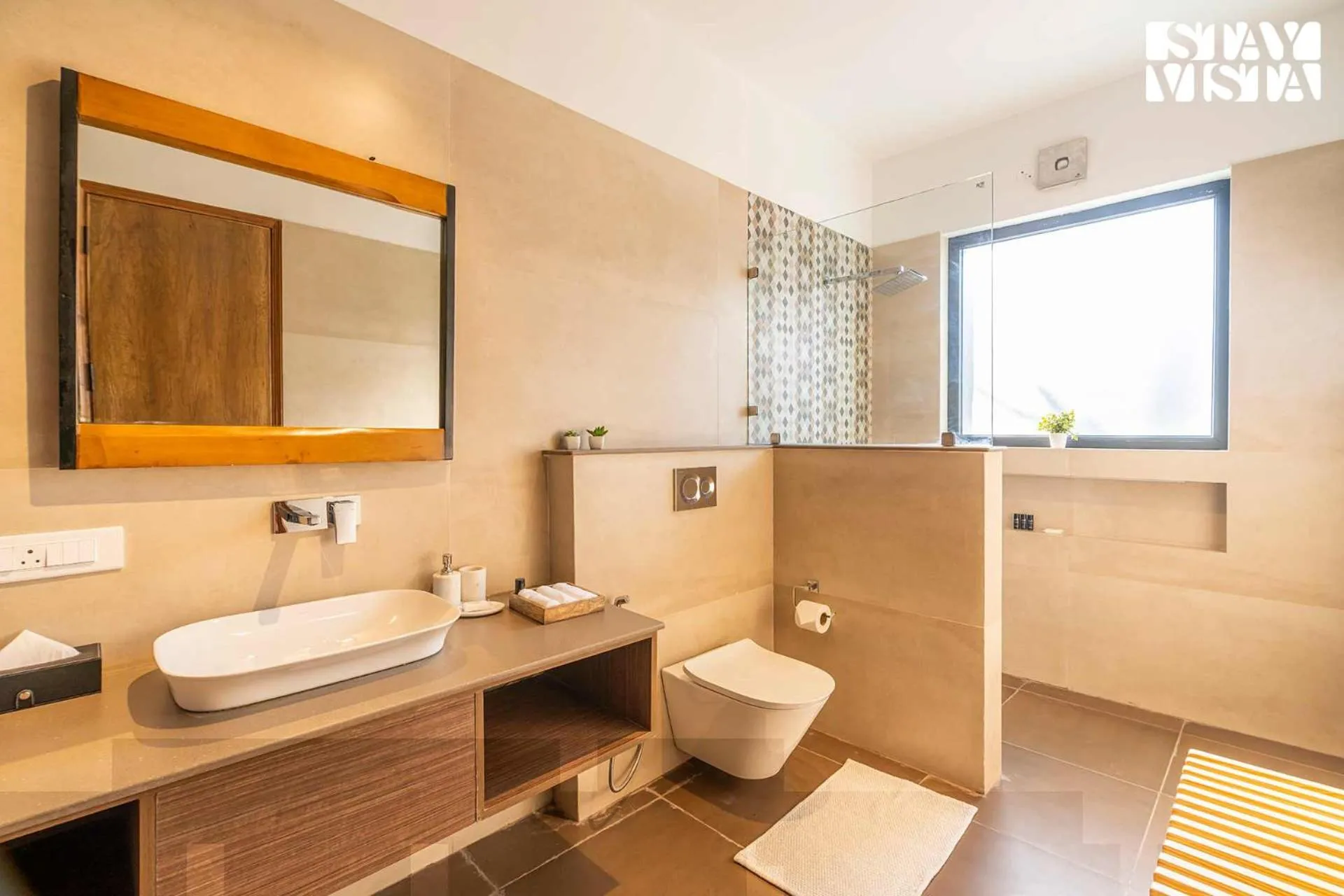 Bathroom in StayVista at Savara with Heated Infinity Pool and Jacuzzi