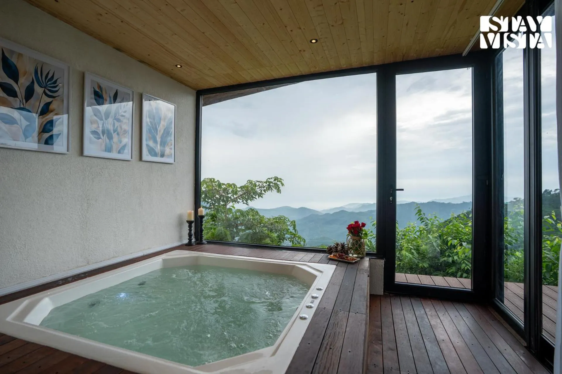 Hot Tub in StayVista at Savara with Heated Infinity Pool and Jacuzzi