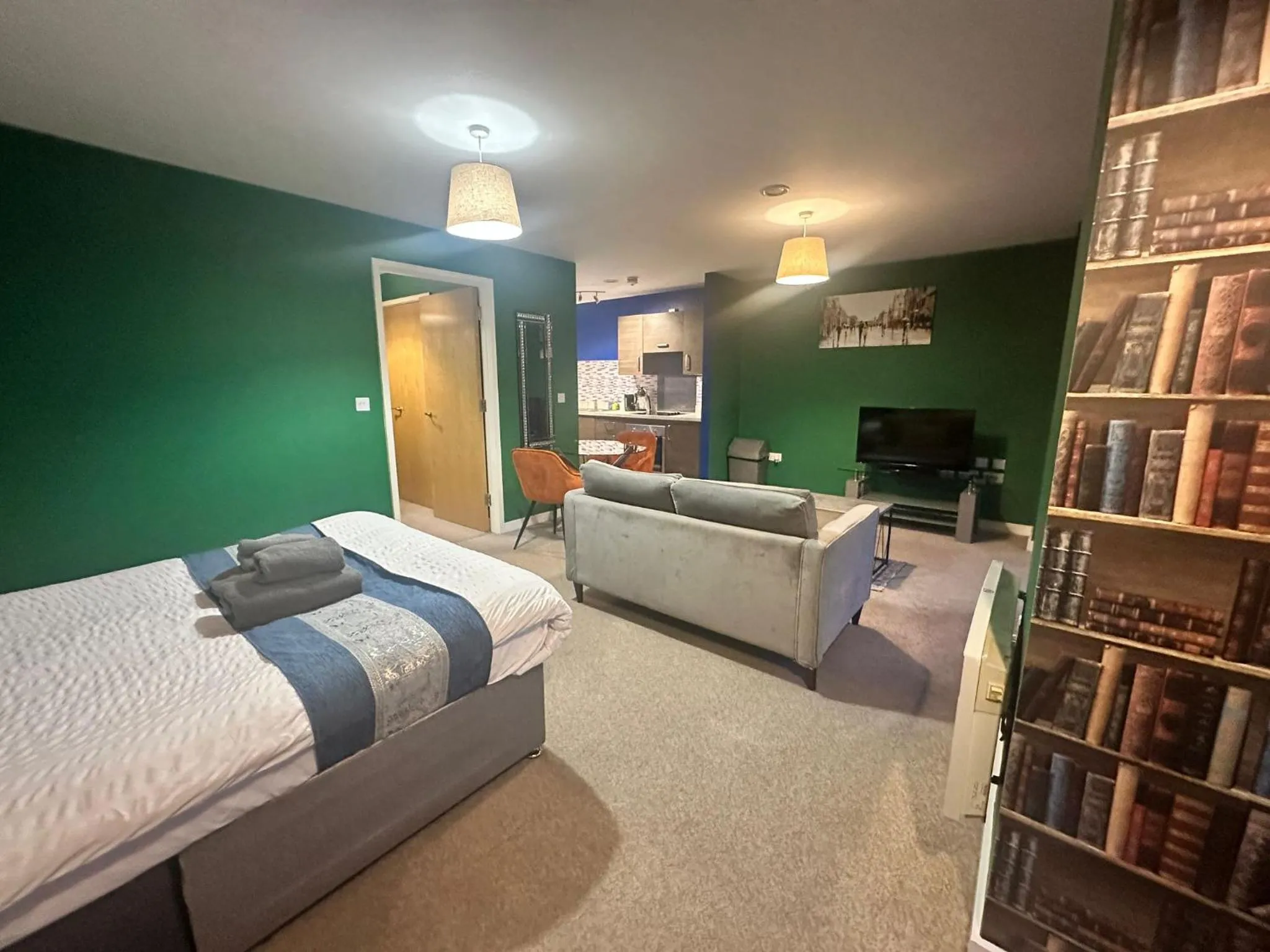 Living room, Bed in Adelphi Wharf Apartments by Beehosting