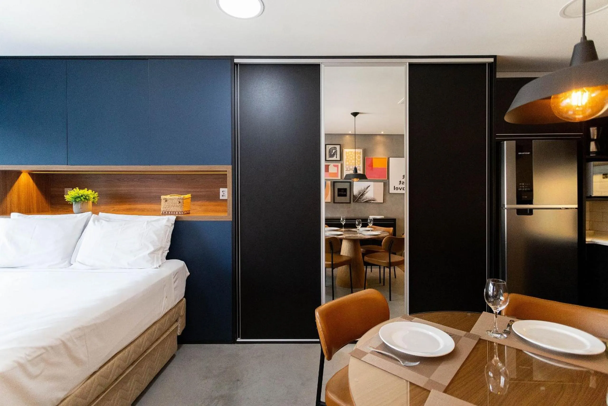 Bed in Condomínio Setin Downtown Genebra - Studios por temporada