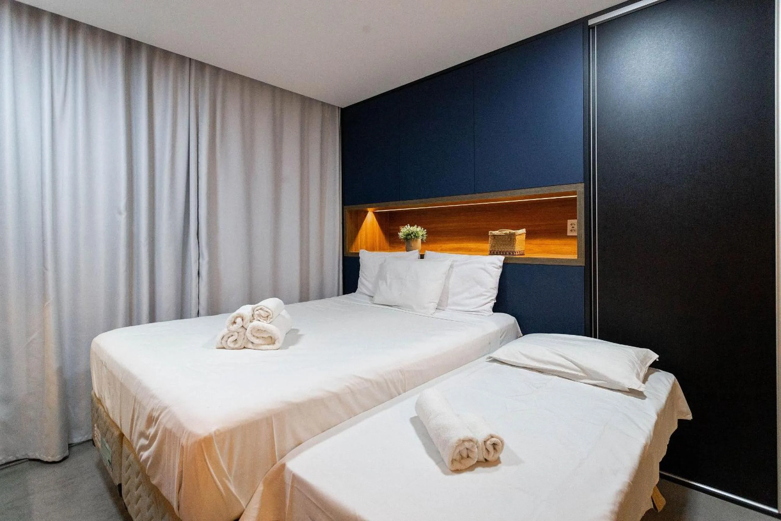 Bed in Condomínio Setin Downtown Genebra - Studios por temporada