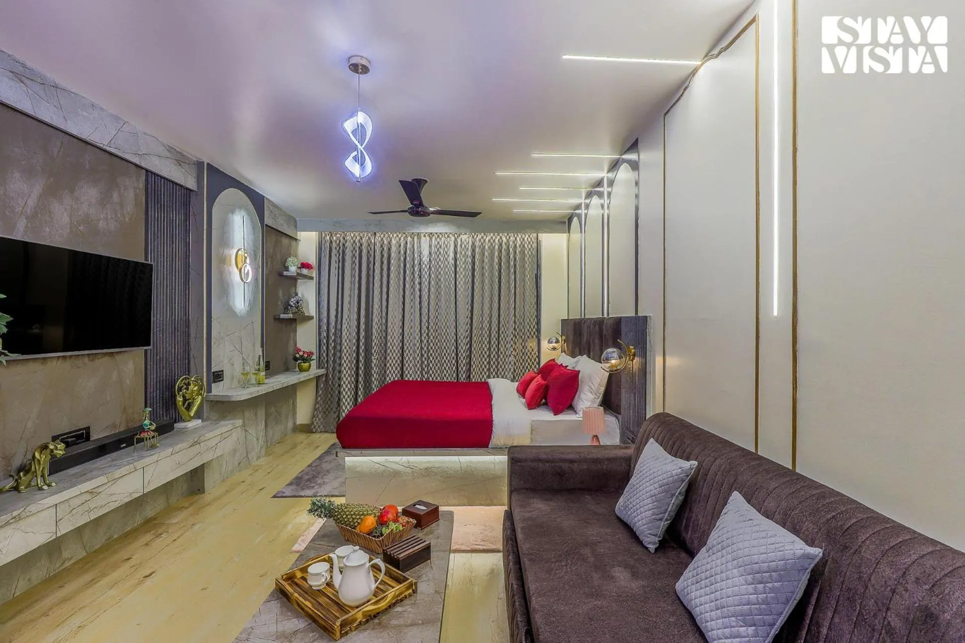 Bedroom in StayVista at Cityscape with Rooftop Pool - Jaipur