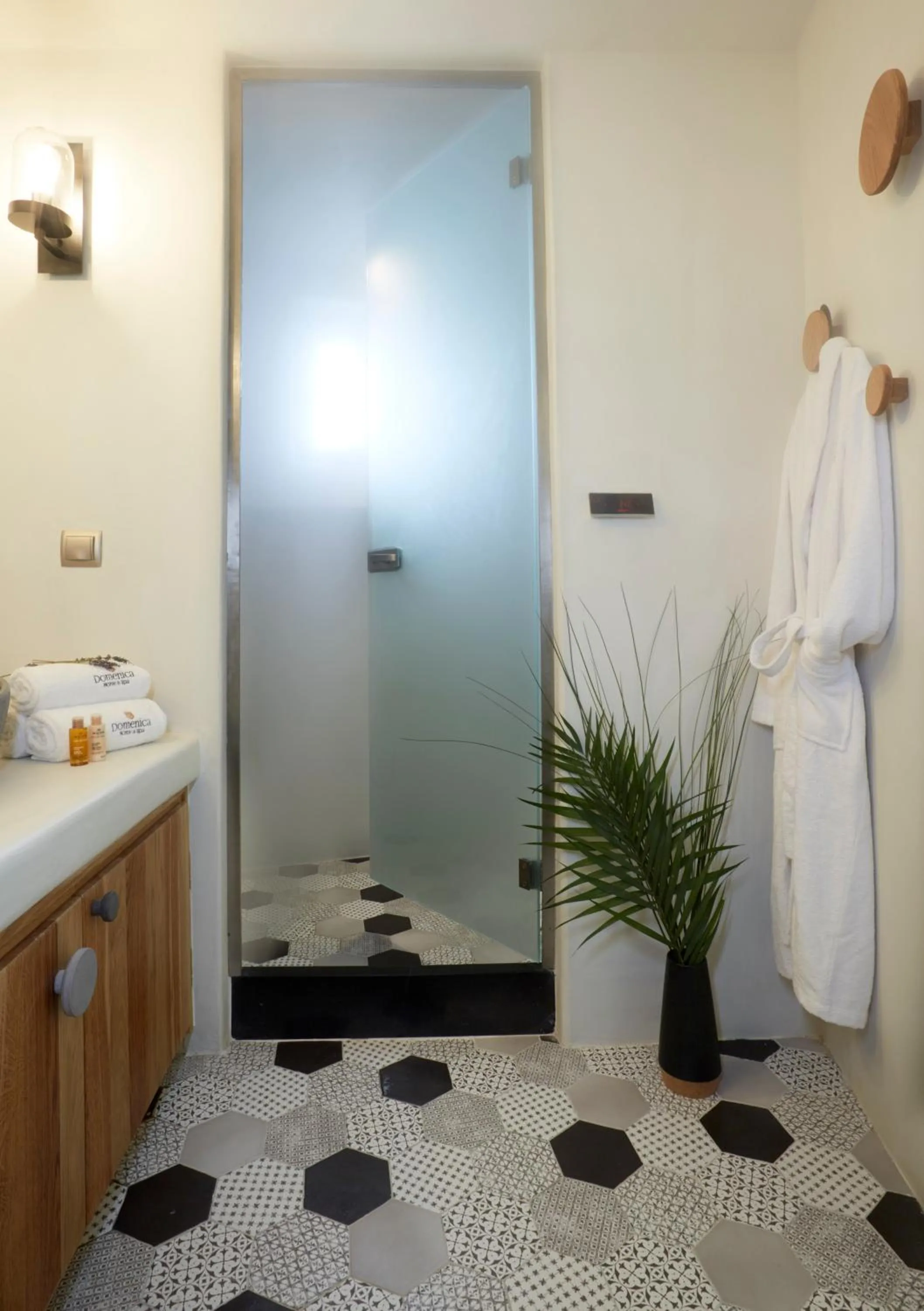 Shower in Yellow Orchid Cycladic House
