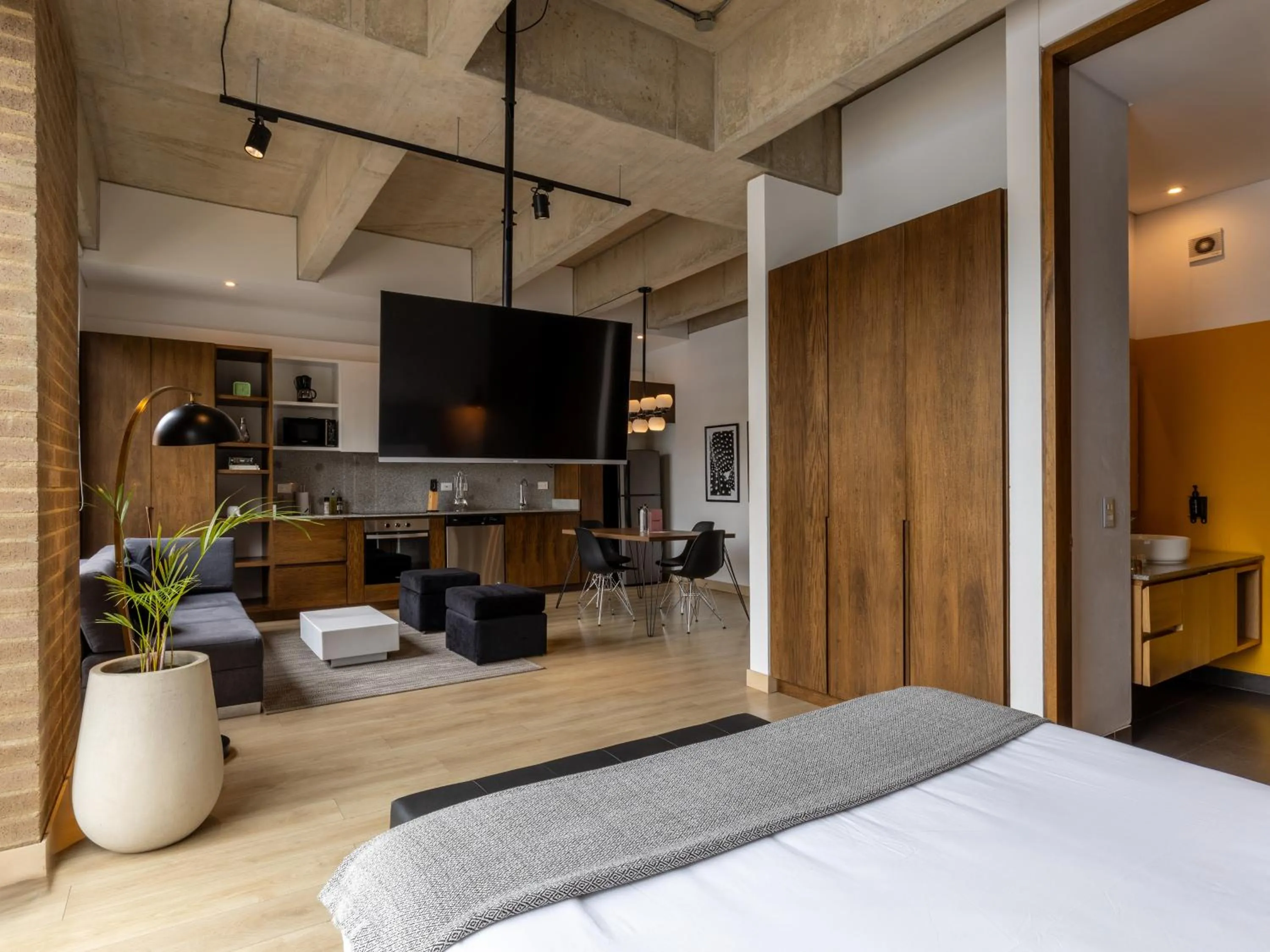 Bedroom, Bed in Canvas By Wynwood House