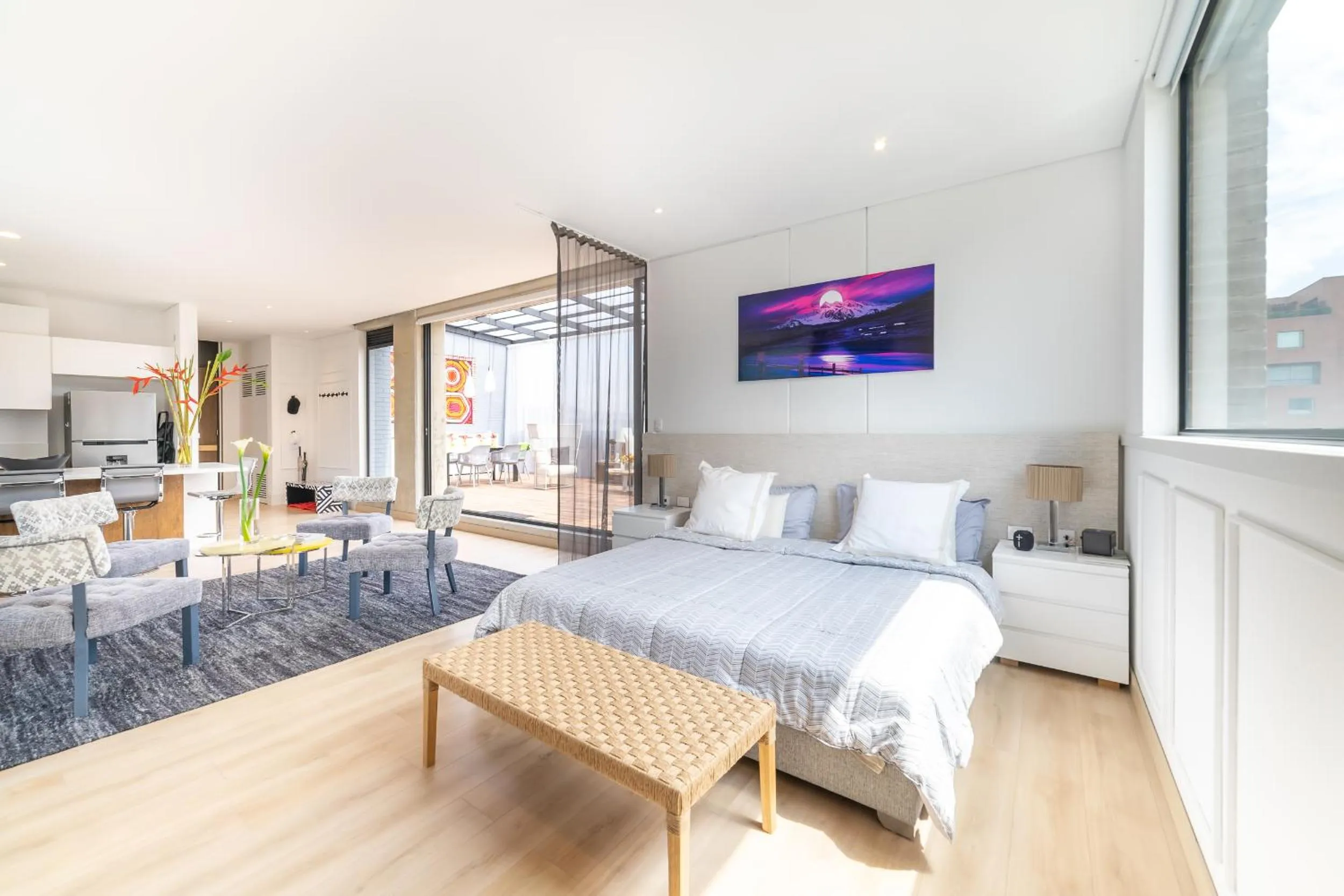 Bedroom, Bed in Canvas By Wynwood House