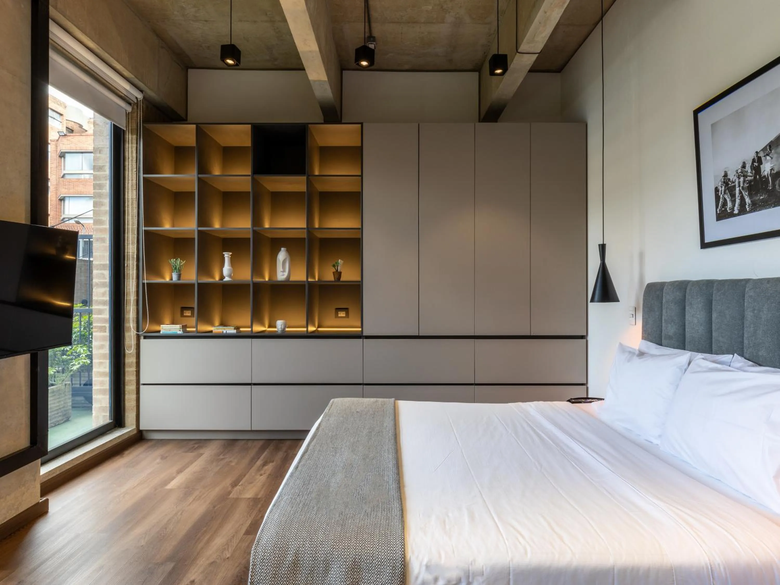 Bedroom, Bed in Canvas By Wynwood House