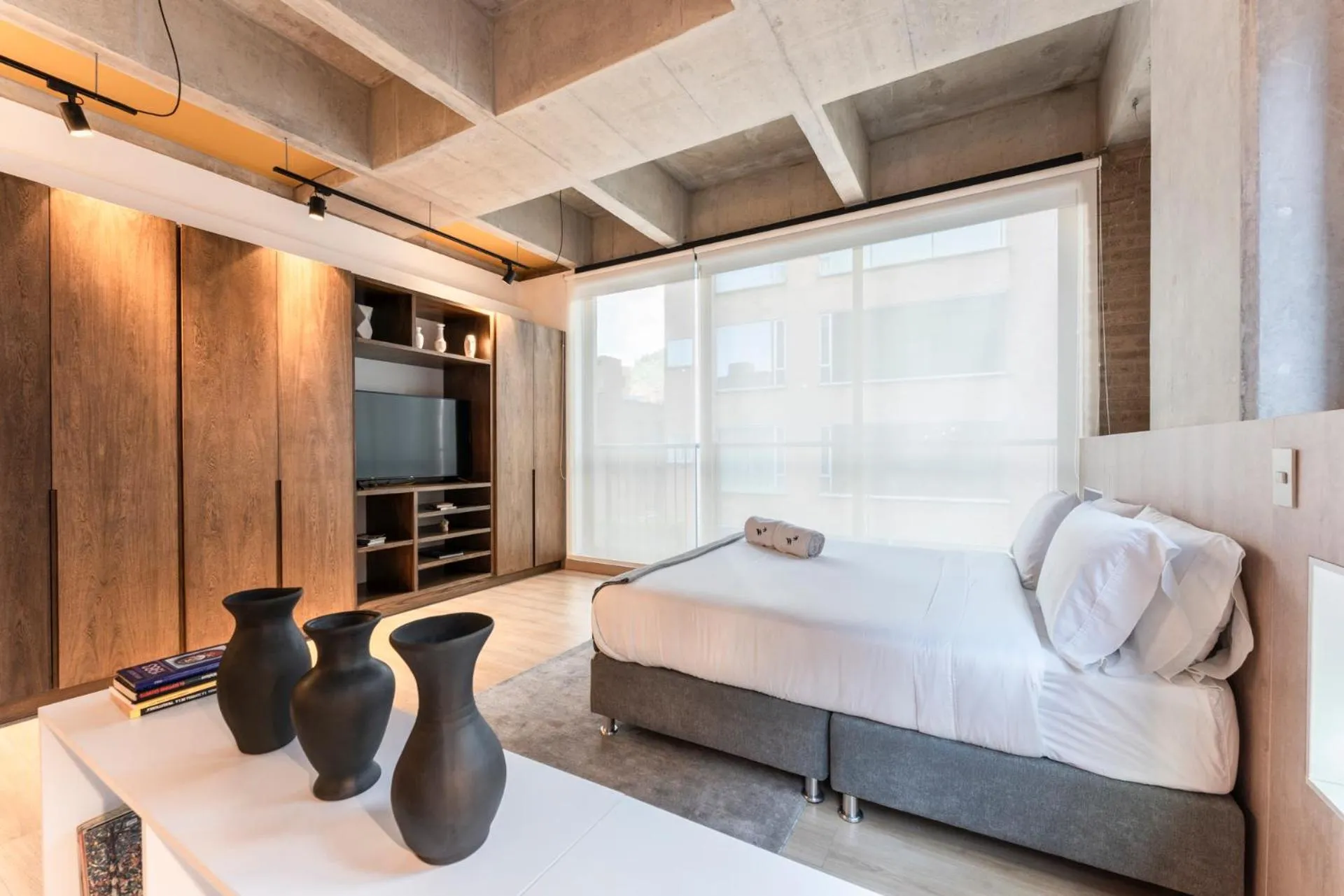 Bedroom, Bed in Canvas By Wynwood House