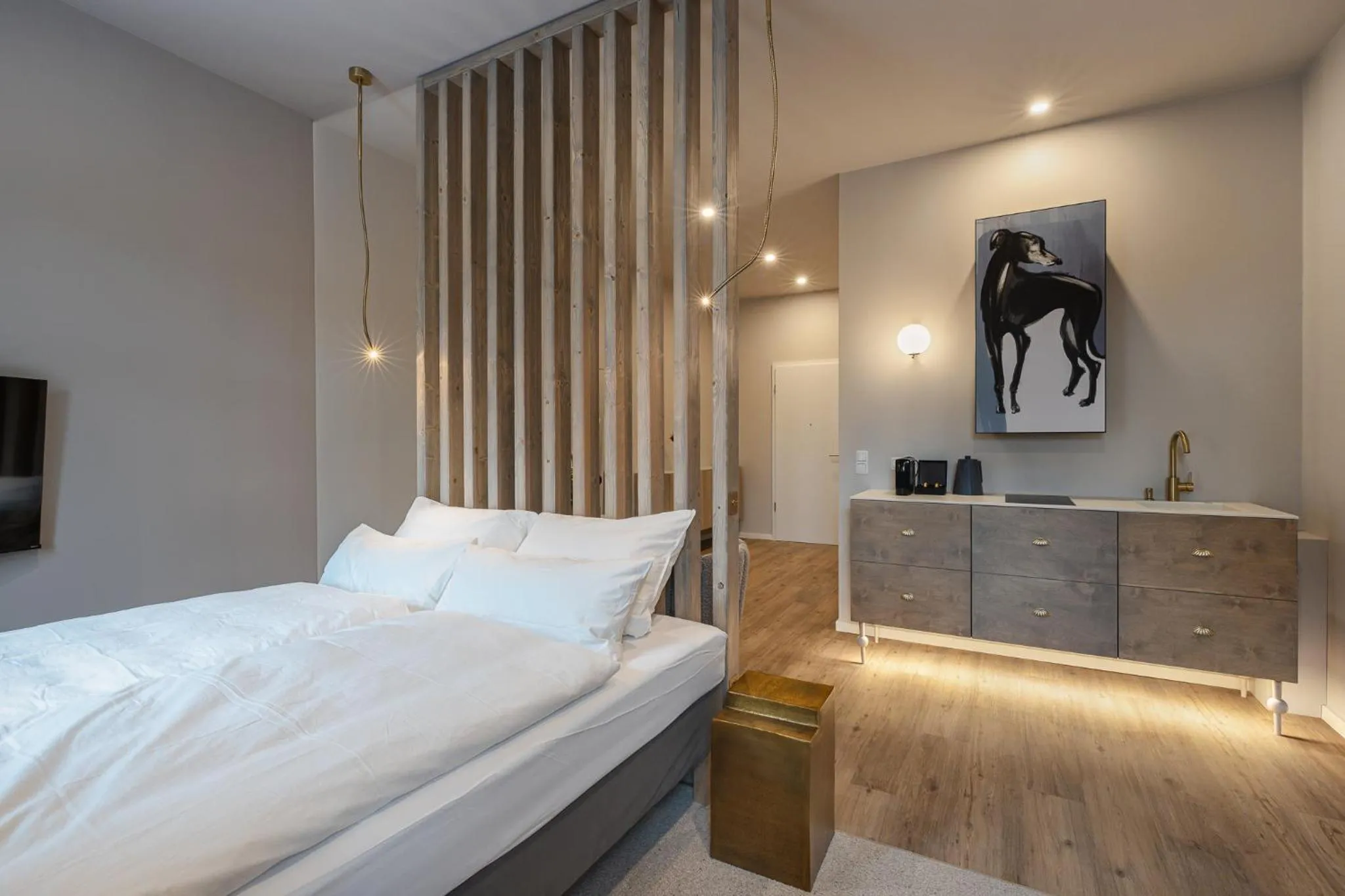 Photo of the whole room, Bed in kalm stay - a design Aparthotel