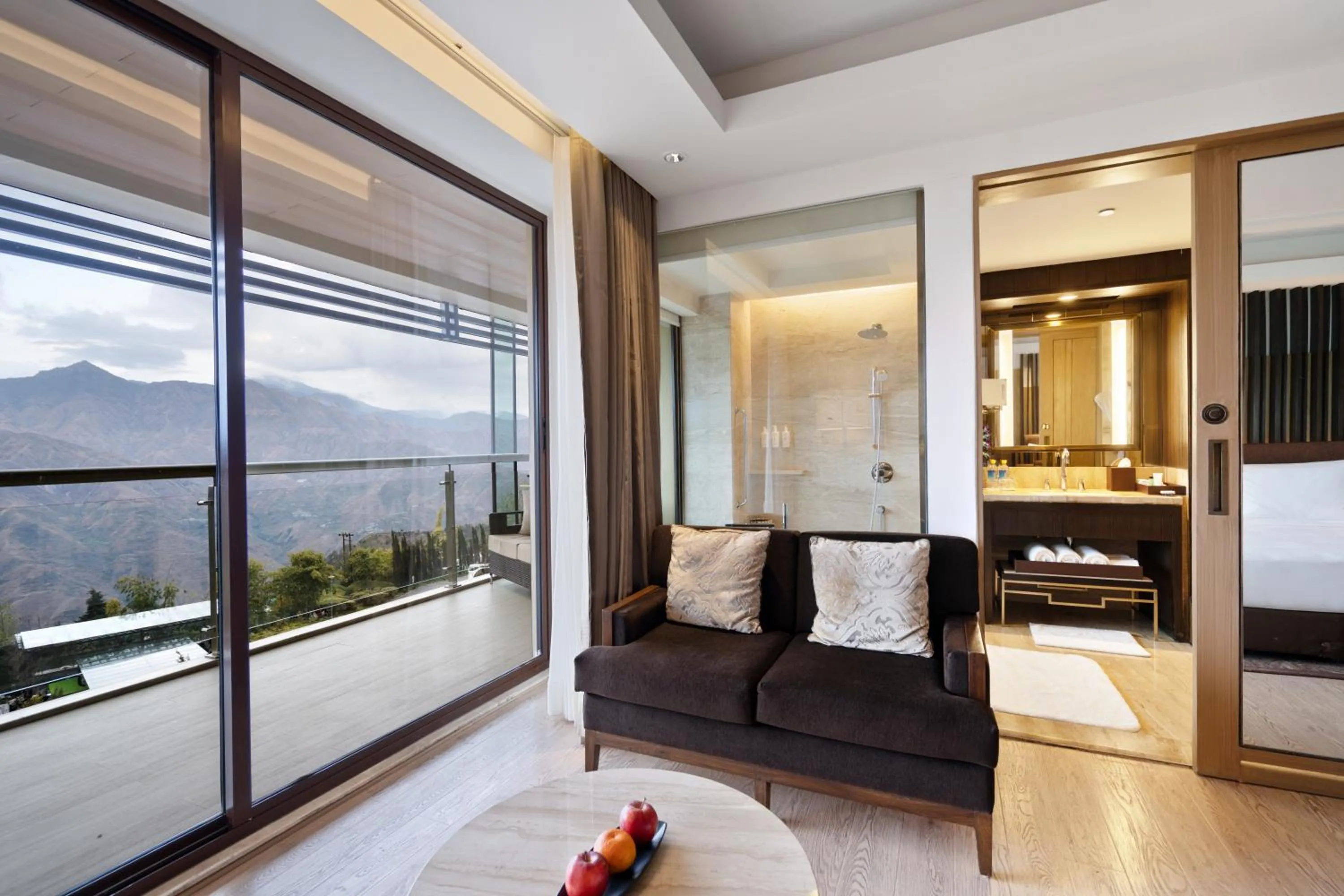 Seating area, Bed in JW Marriott Mussoorie Walnut Grove Resort & Spa