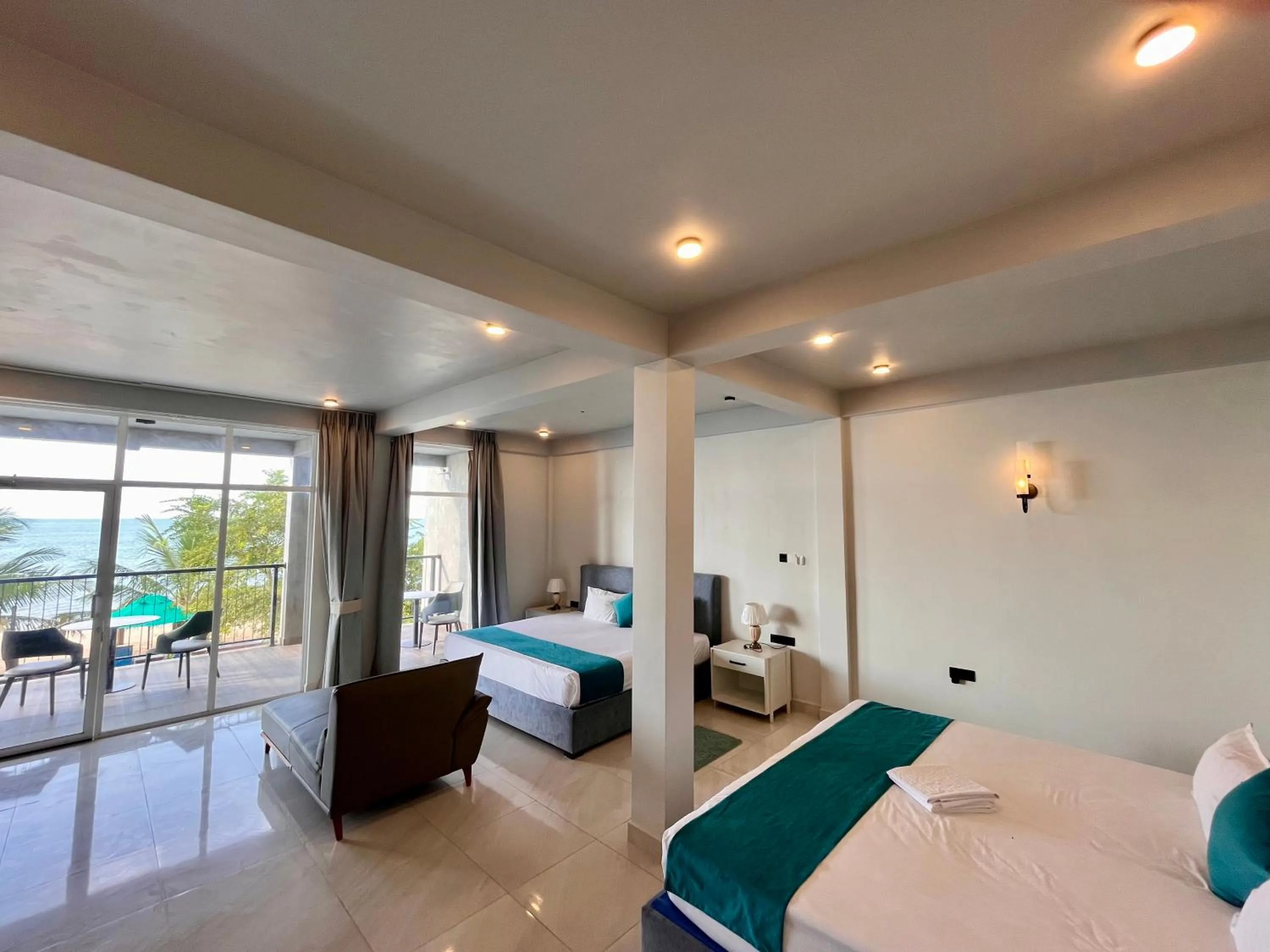 Bed in Hiru Beach Resort