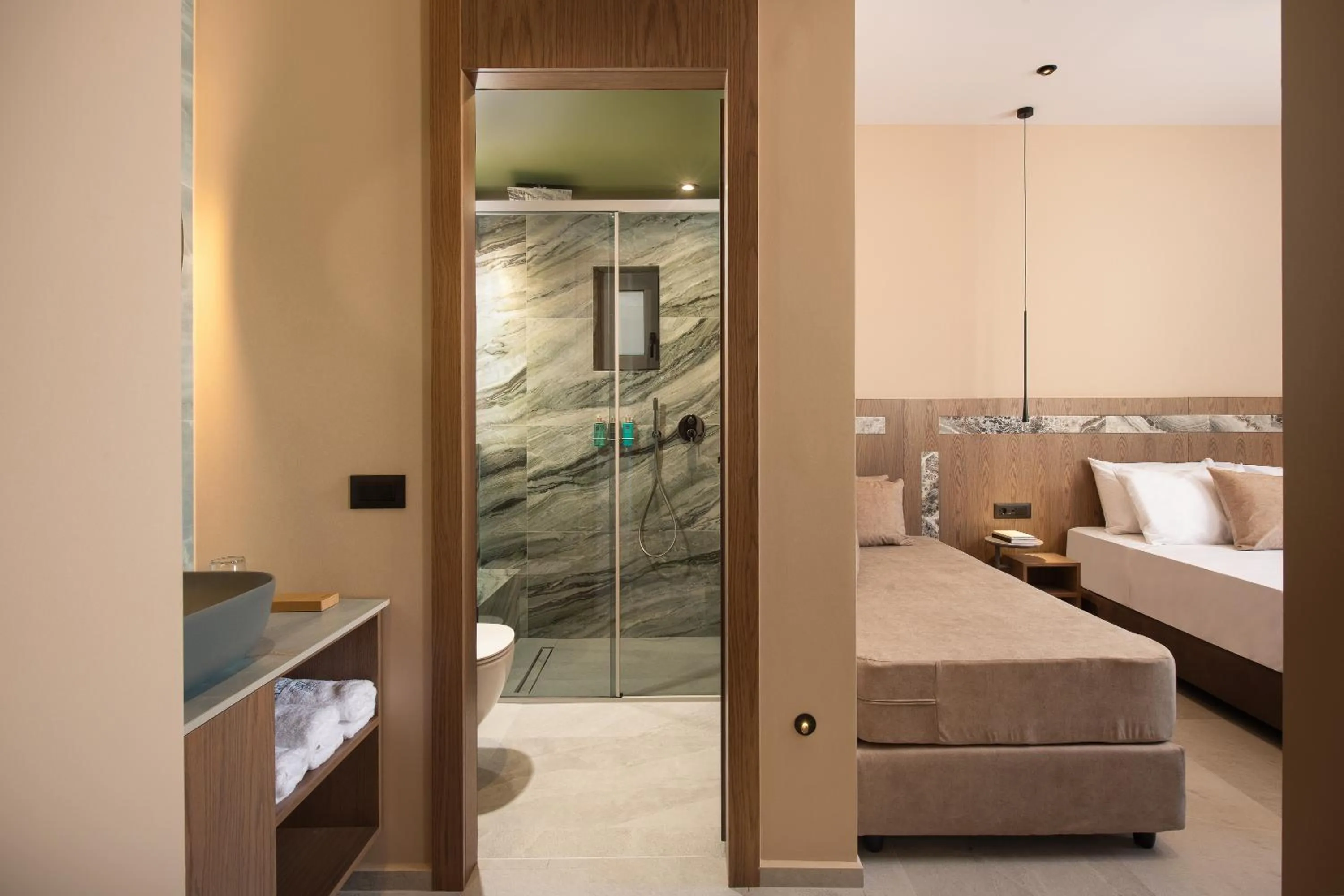 Shower, Bed in Cosmeen Lifestyle Boutique Stay