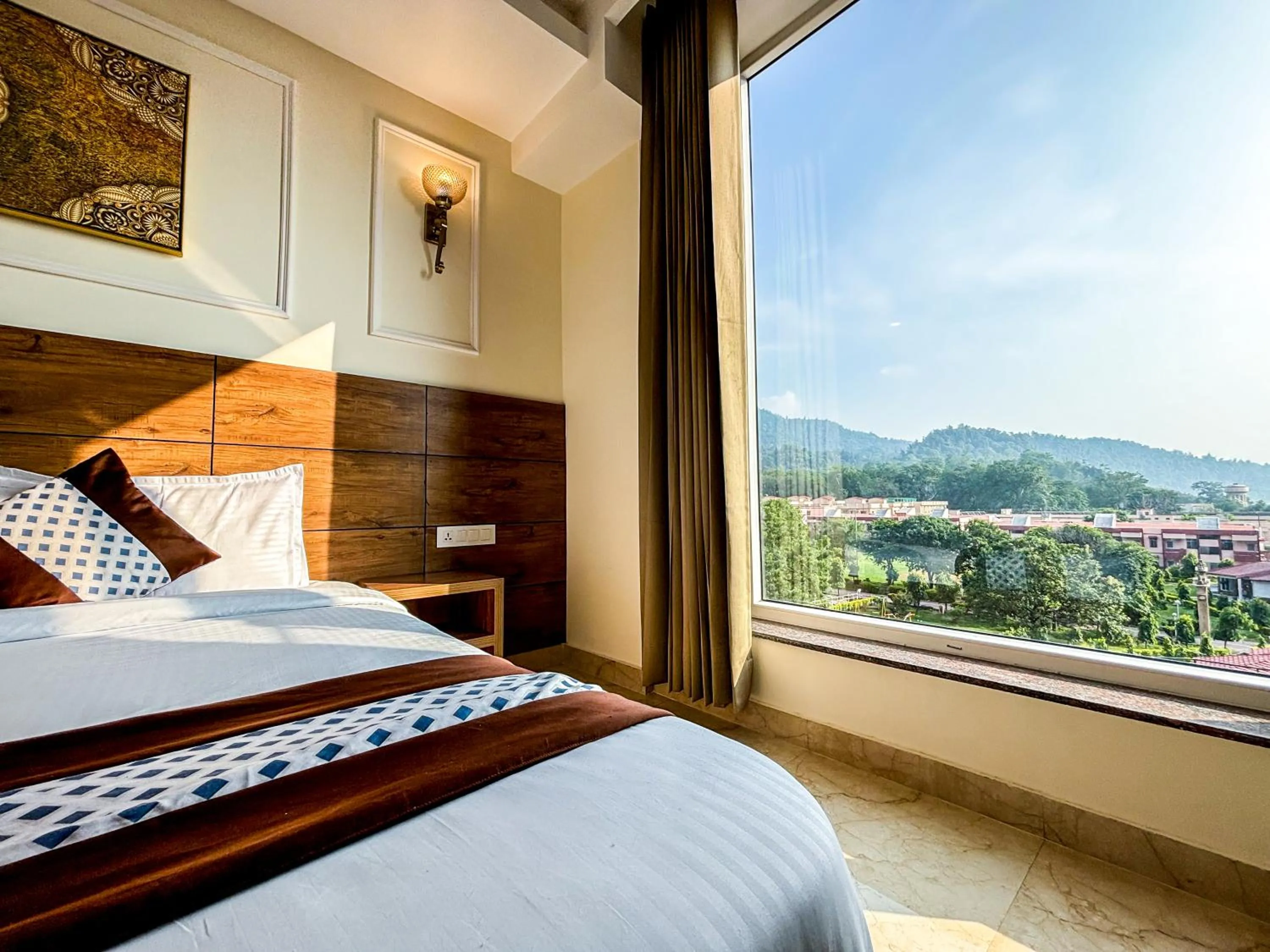 View (from property/room), Bed in Hotel Nirvana Bliss, Behind Parmarth Niketan