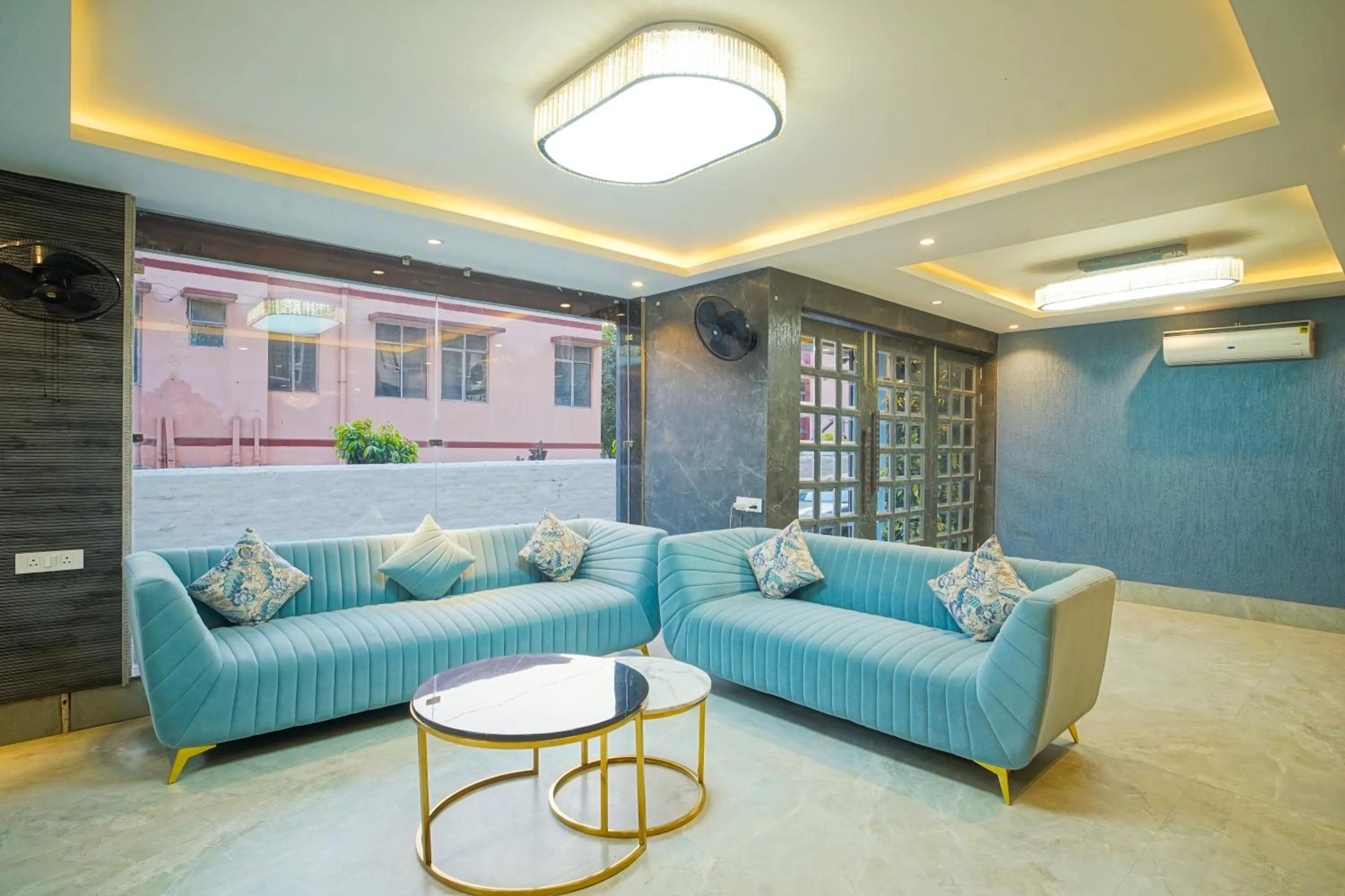 Seating area in Hotel Nirvana Bliss, Behind Parmarth Niketan