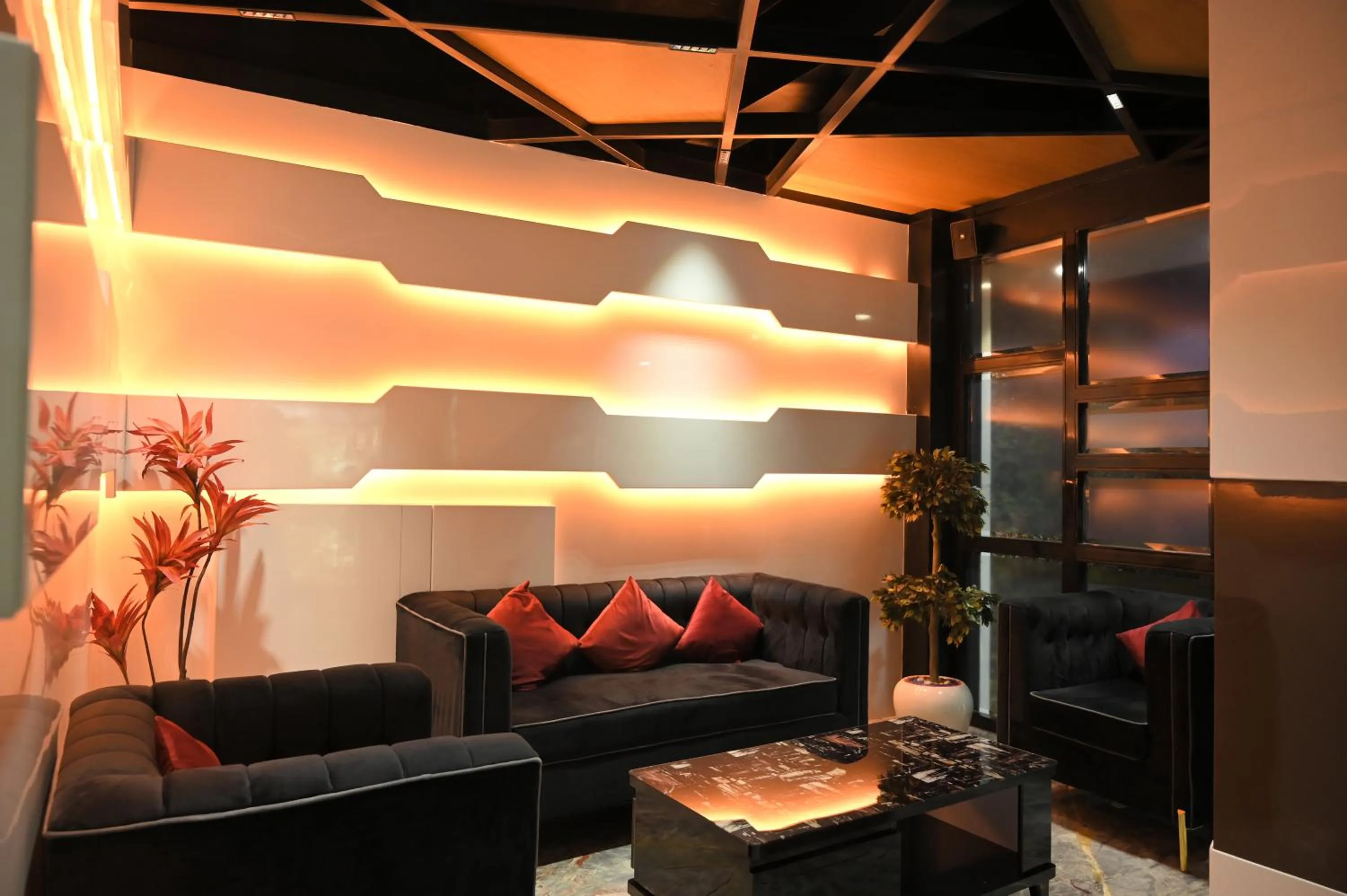 Seating area in Hotel Trax International