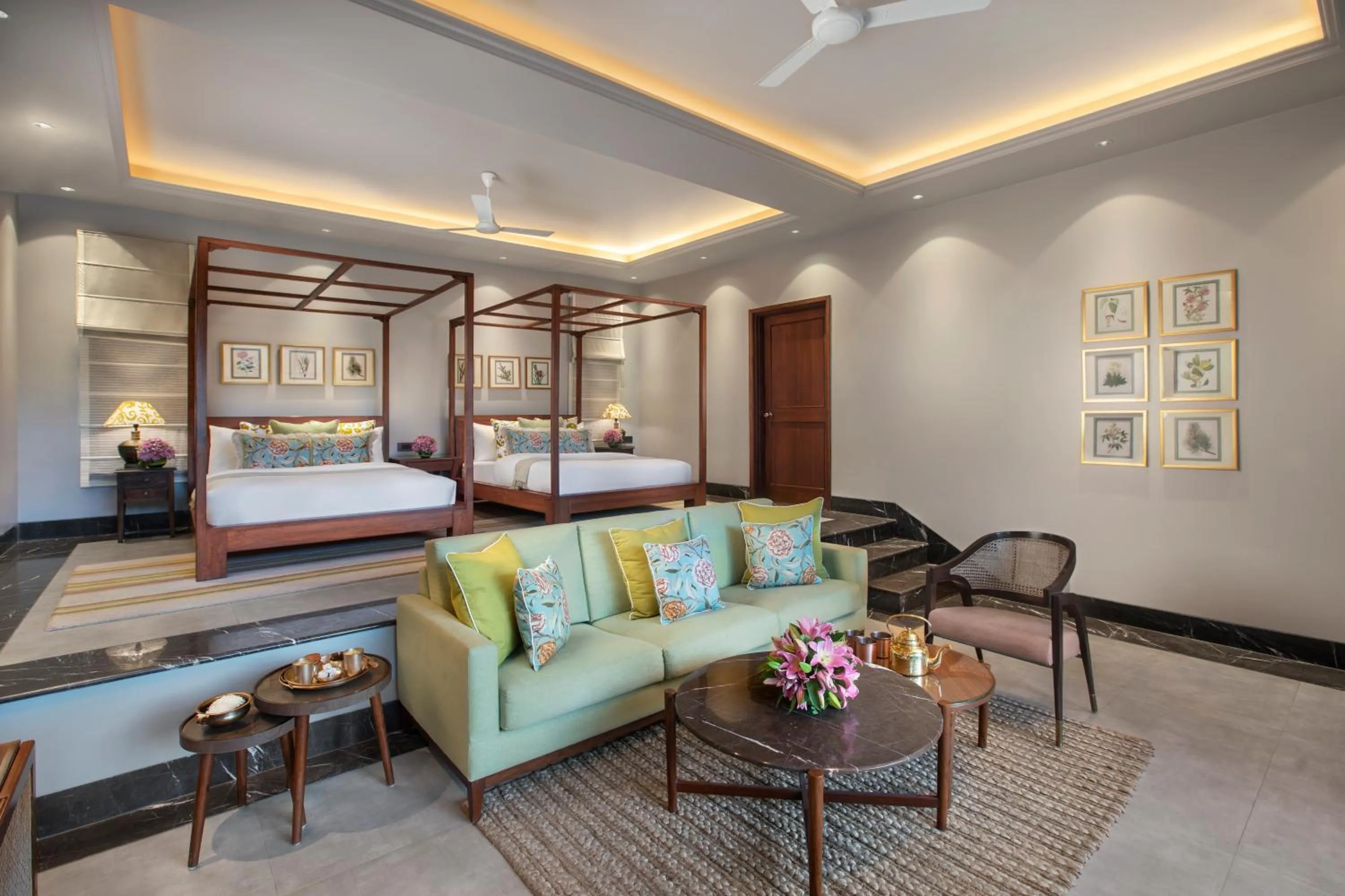 Bedroom, Bed in Anand Kashi by the Ganges Rishikesh - IHCL Seleqtions
