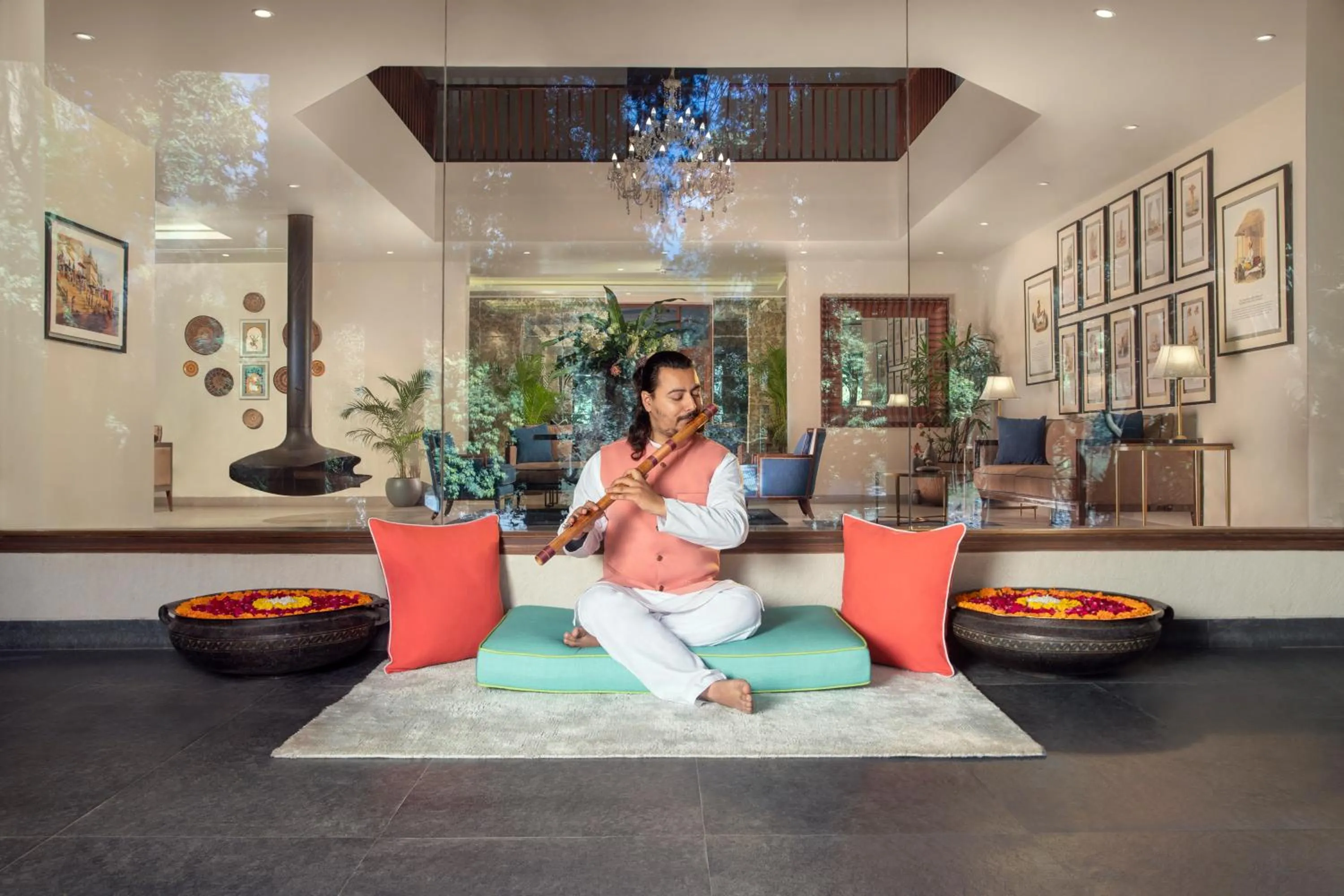 Lobby or reception in Anand Kashi by the Ganges Rishikesh - IHCL Seleqtions