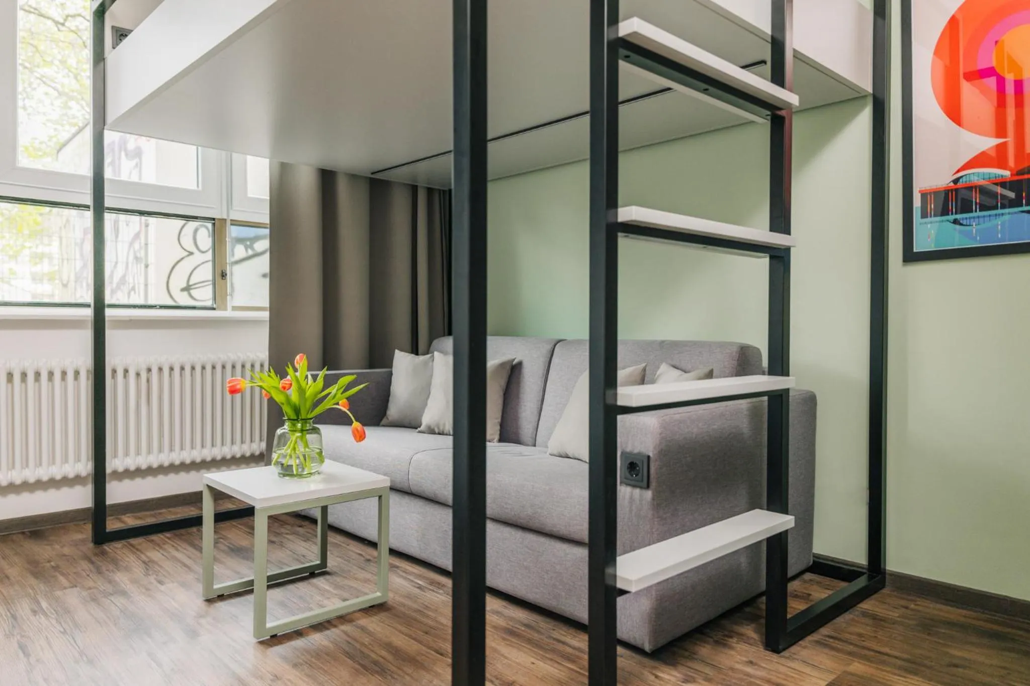 Bed in Homaris Apartments Frankfurt